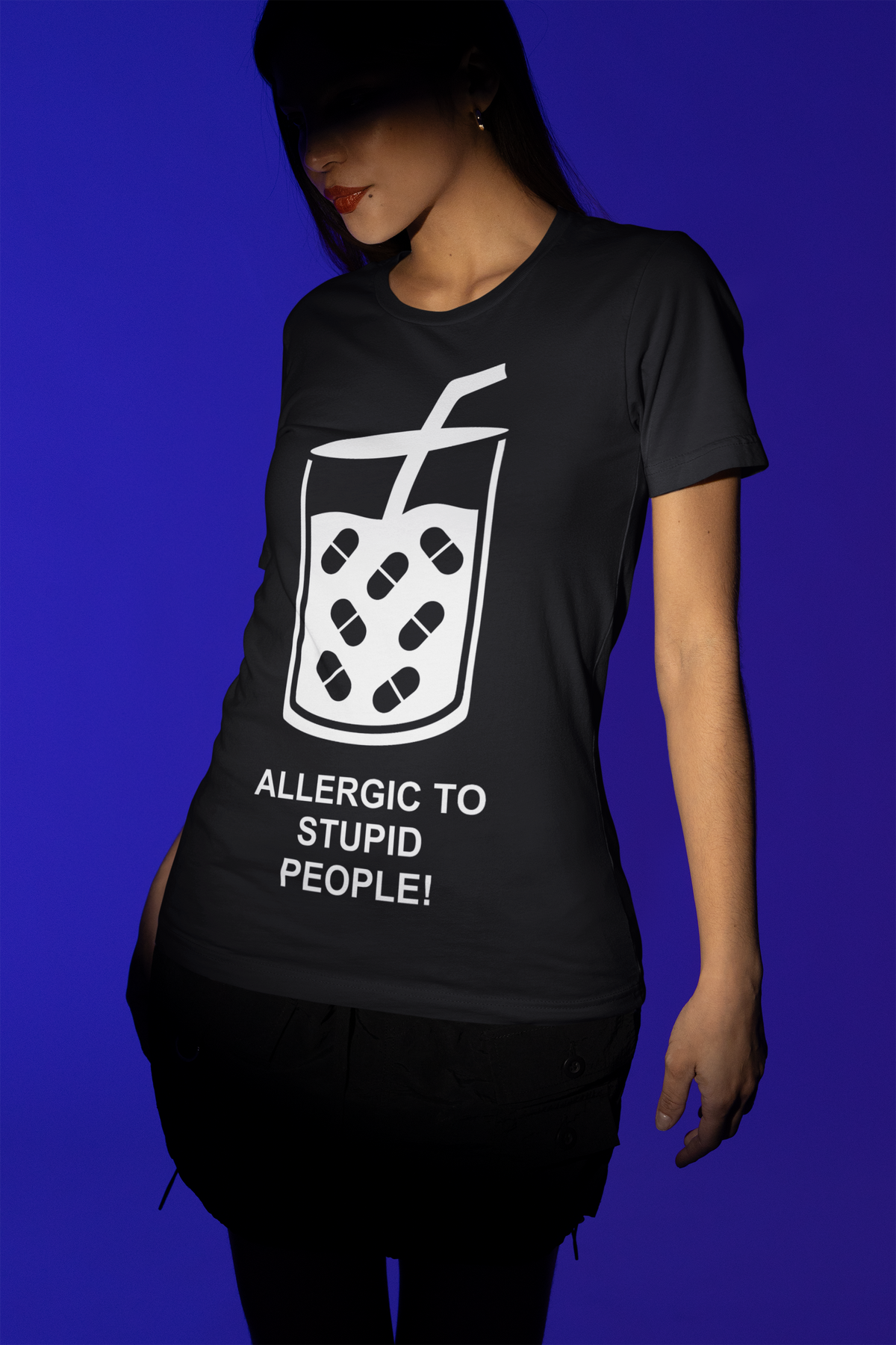 Allergic to Stupid People T tee back view