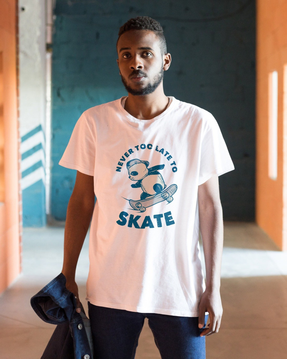 Never Too Late to Skate lifestyle mockup, Geekpsters