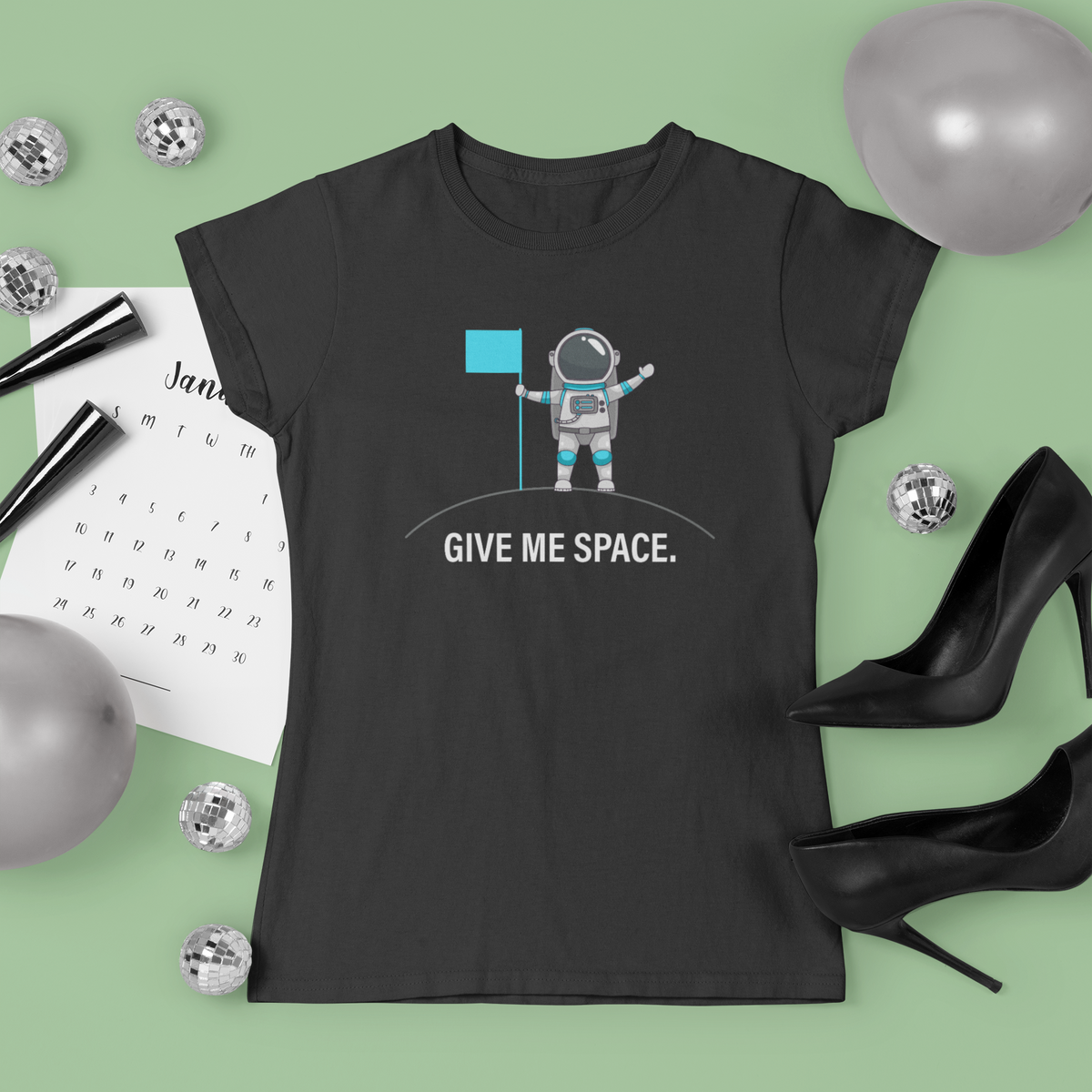 Give Me Space Women's T-Shirt | Funny Introvert Space Graphic Tee | Gift for Her | Geekpsters