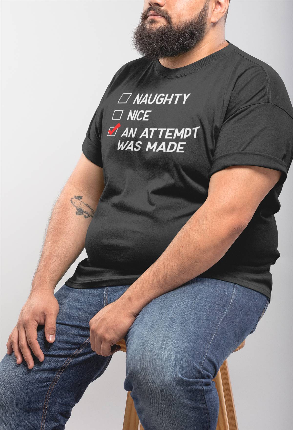 Naughty or Nice T design tee folded flat