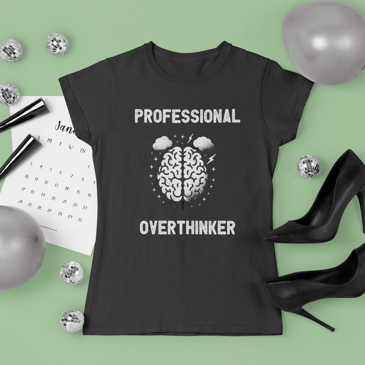 Professional Overthinker Organic T-Shirt | Funny Anxiety Humor | Geekpsters
