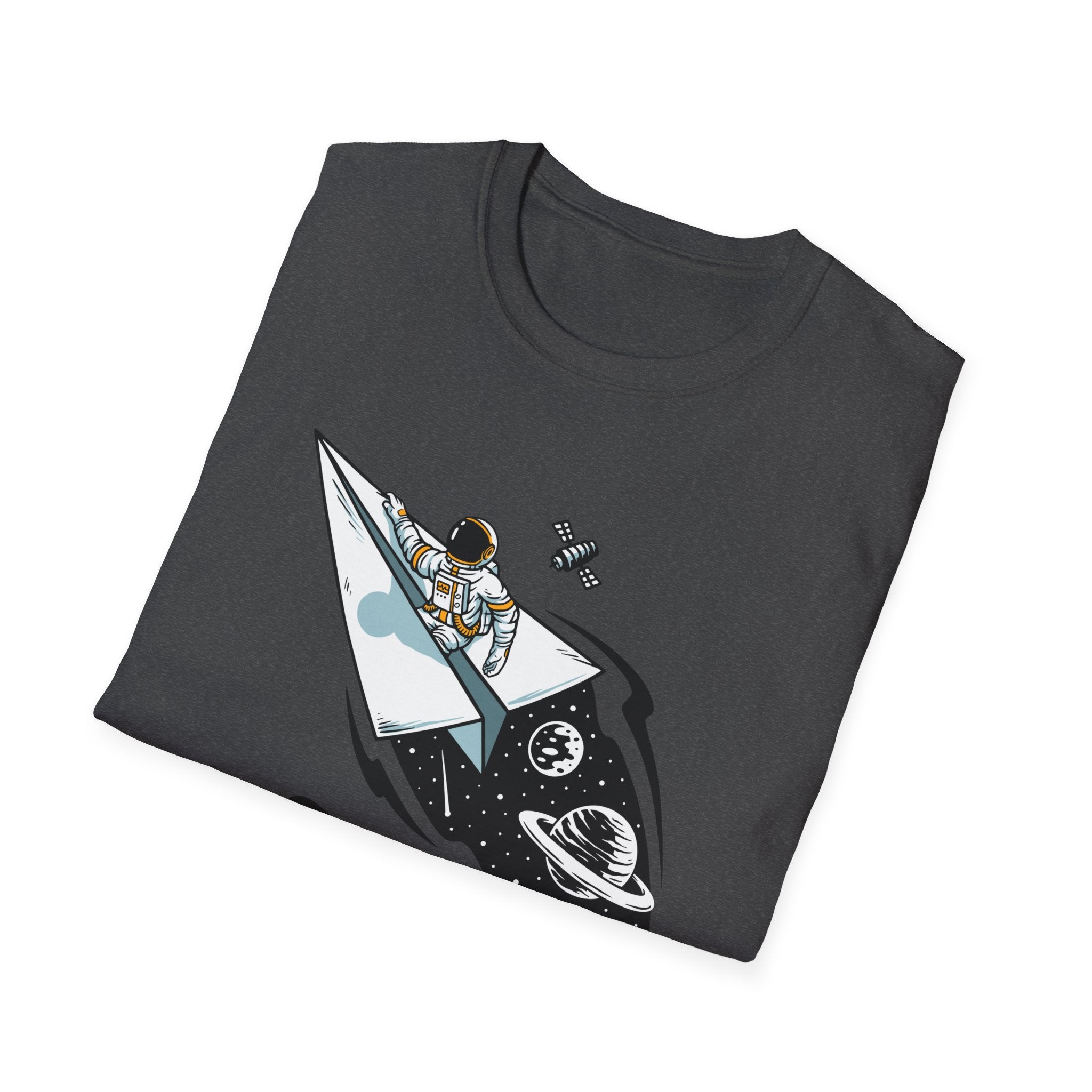 Astronauts Flying On Paper Ships - T Shirt