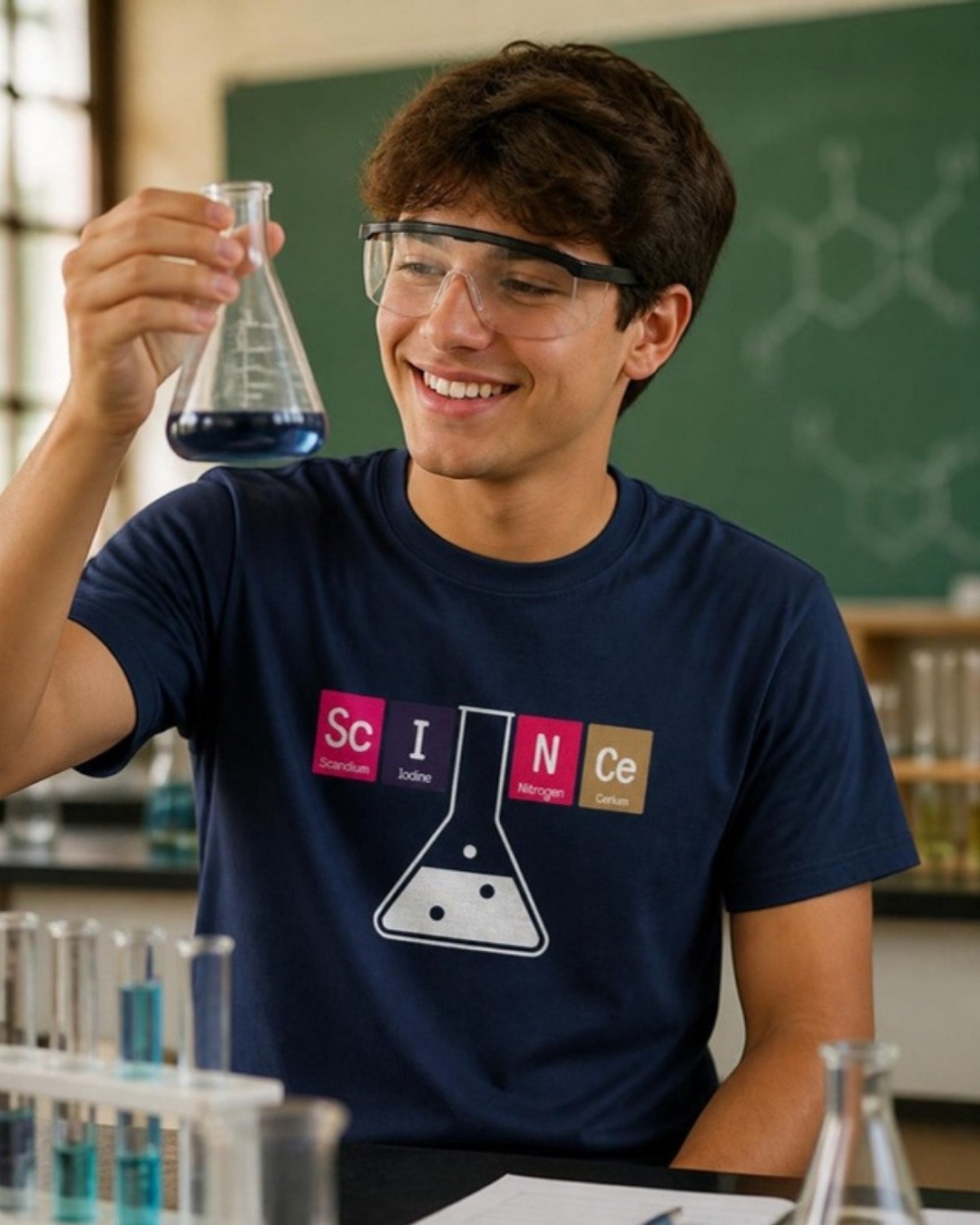Sc-I-N-Ce Periodic Table T-Shirt lifestyle mockup, Geekpsters