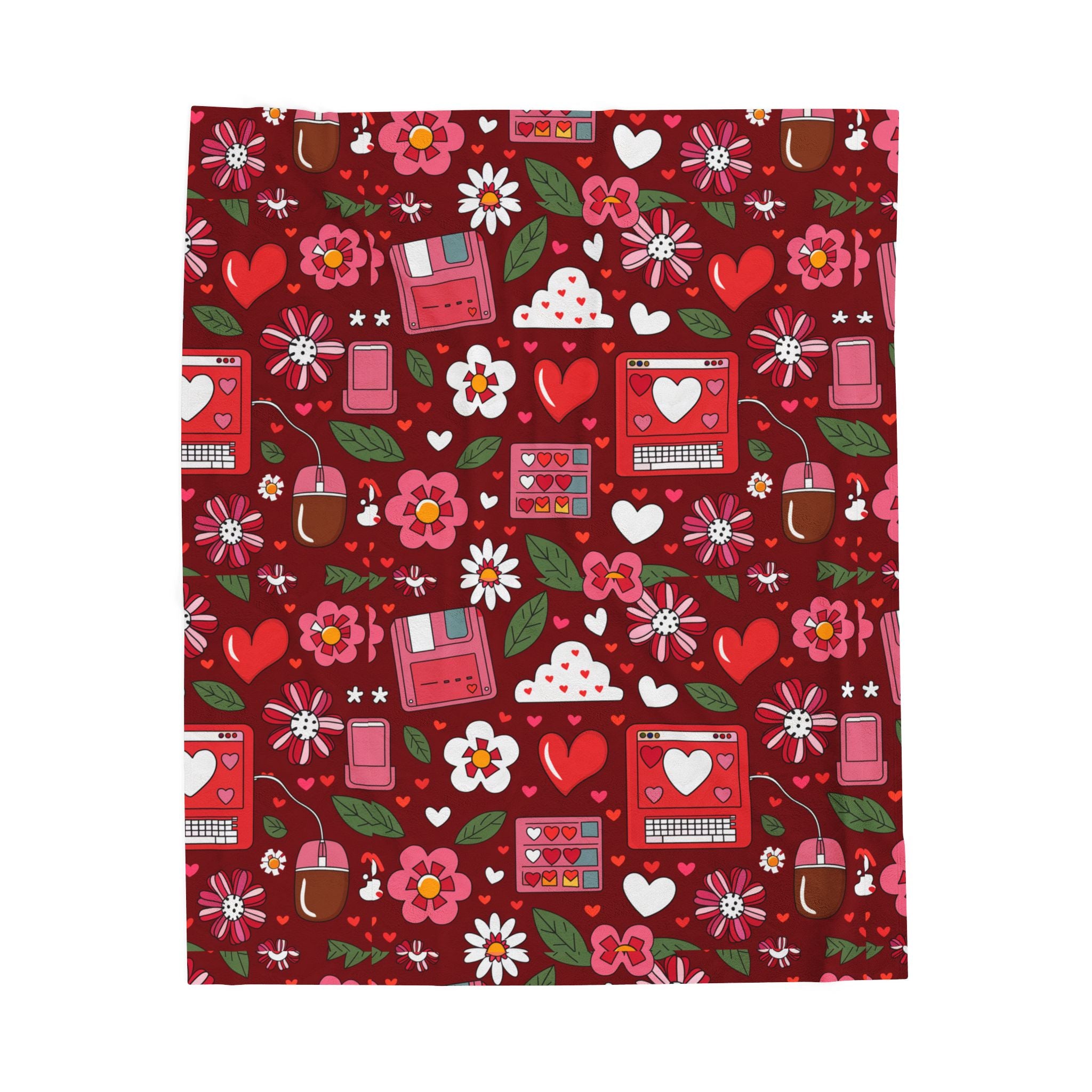 Plush Blanket - Cozy Computer Retro Design for Office Workers