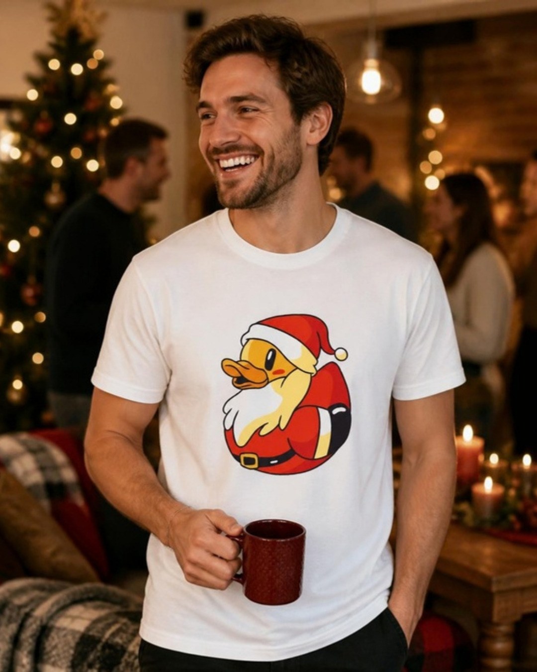 Santa Duck T-Shirt lifestyle mockup, Geekpsters