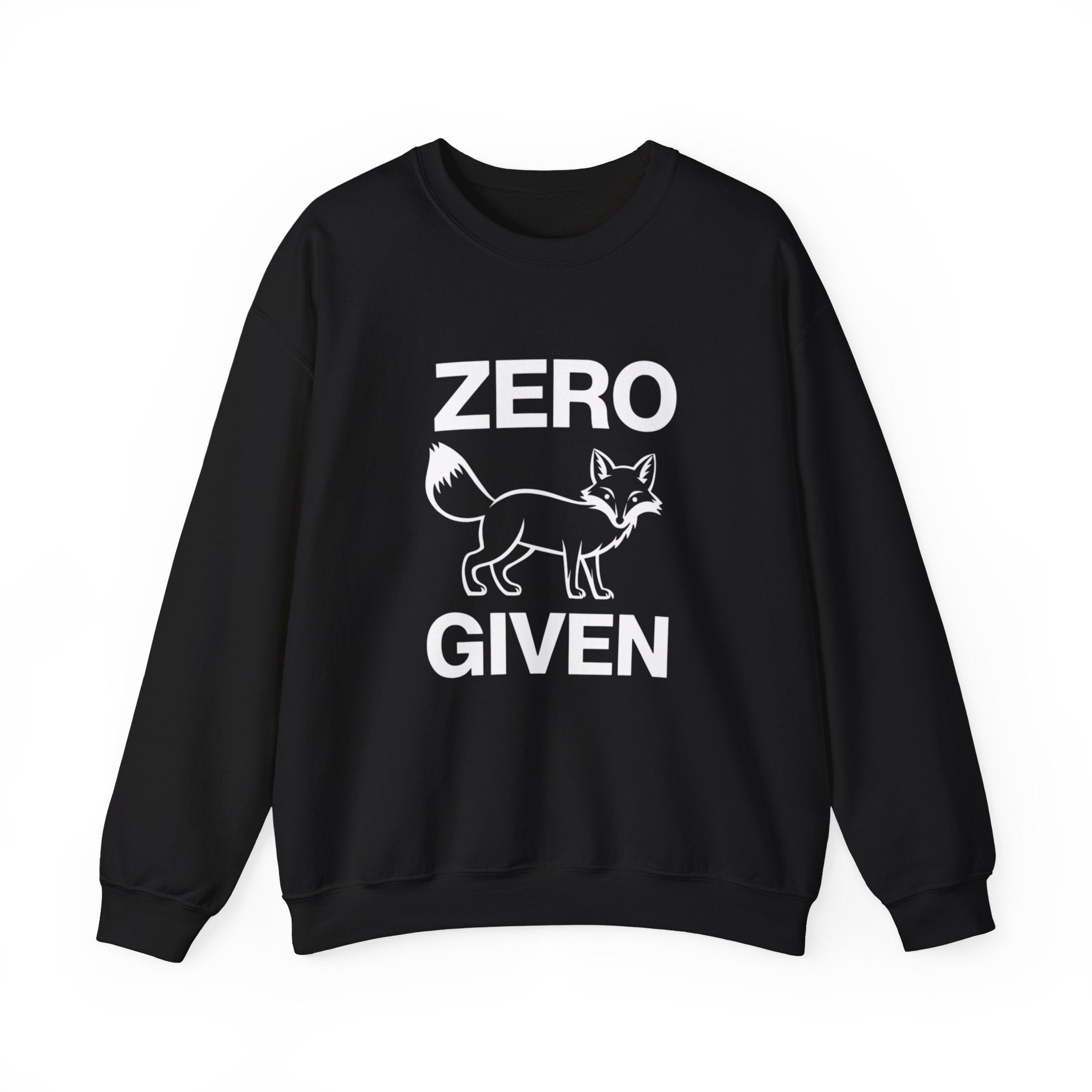 Wrap yourself in the cozy vibes of the Zero Fox Given Sweatshirt. This black sweatshirt showcases a white graphic of a fox and the witty phrase "ZERO GIVEN," making it an ideal choice to keep you warm and stylish during the colder months.