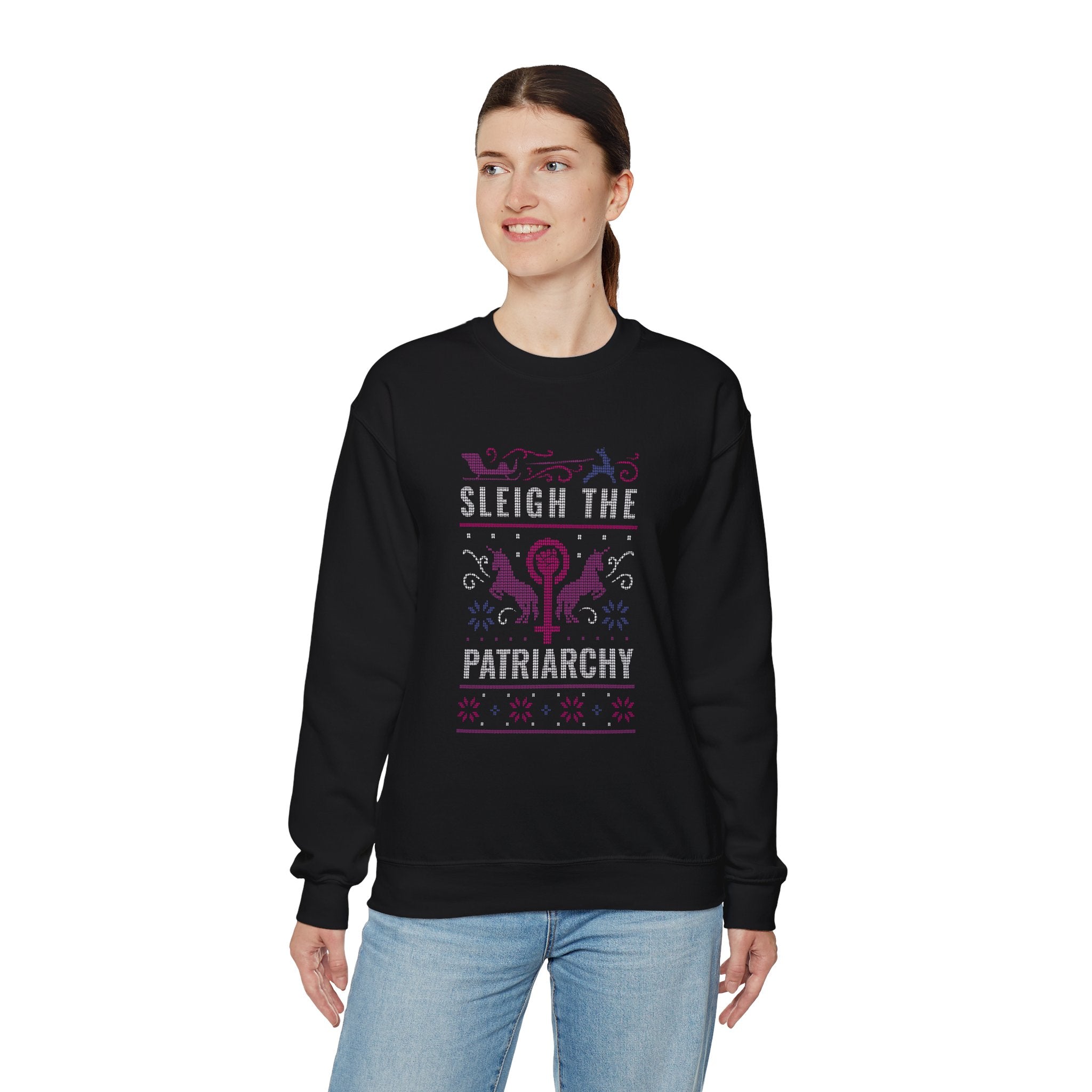 Sleigh The Patriarchy Quote Ugly Sweater - Sweatshirt