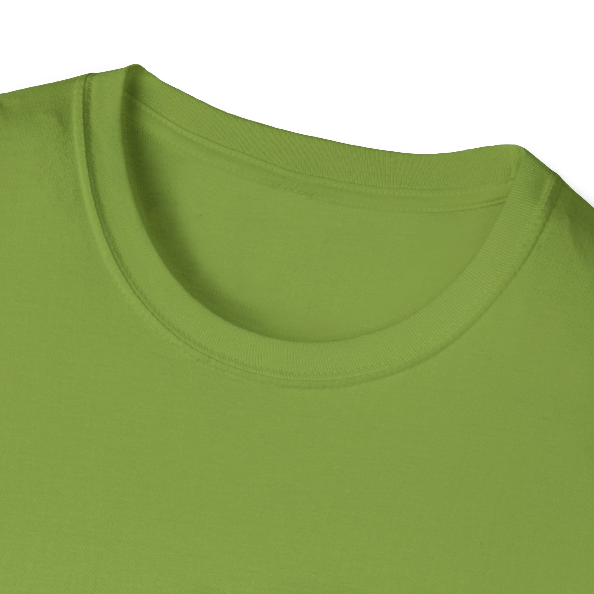 Close-up of the "Can You Digit" light green T-shirt featuring a round neckline on a plain background.