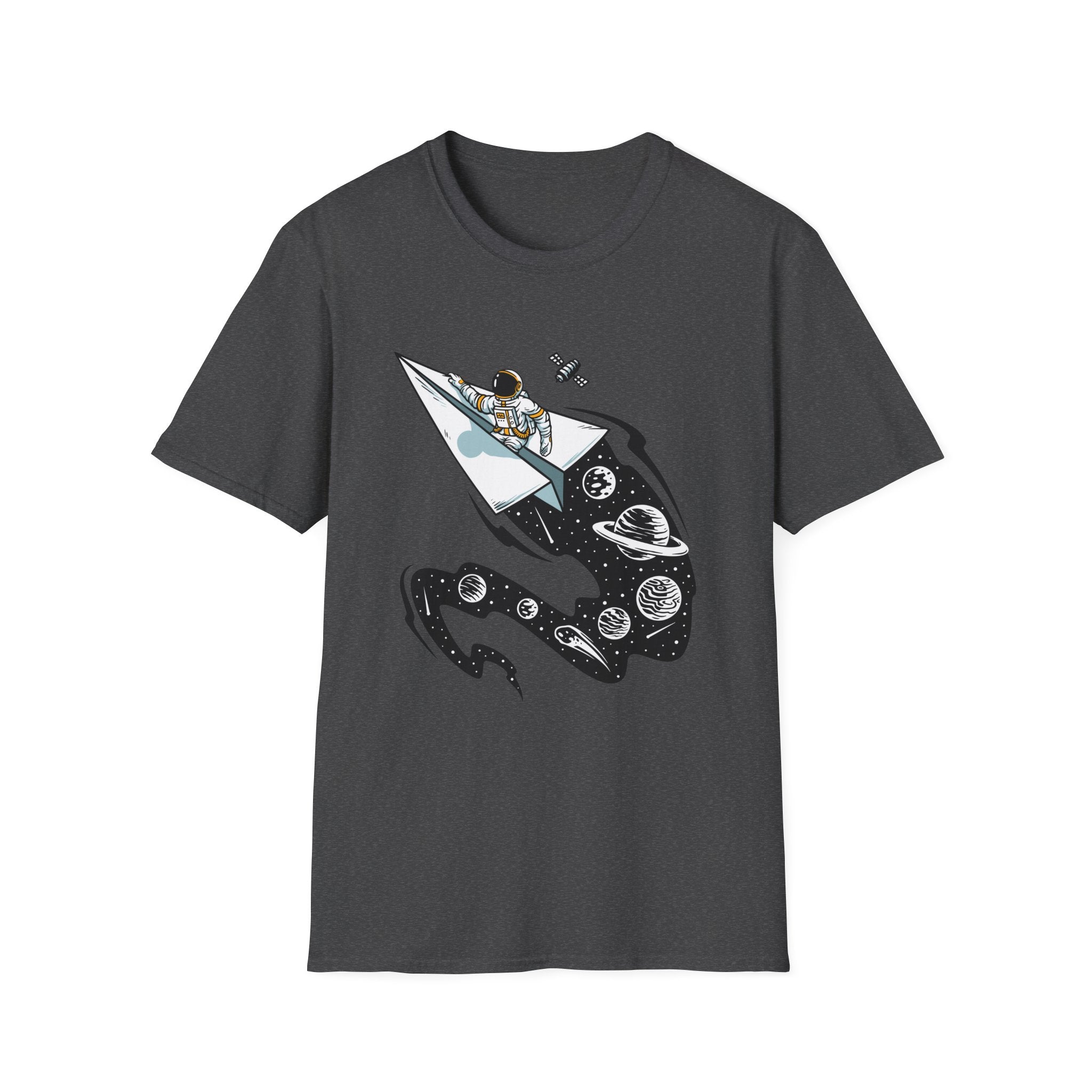 Astronauts Flying On Paper Ships - T Shirt
