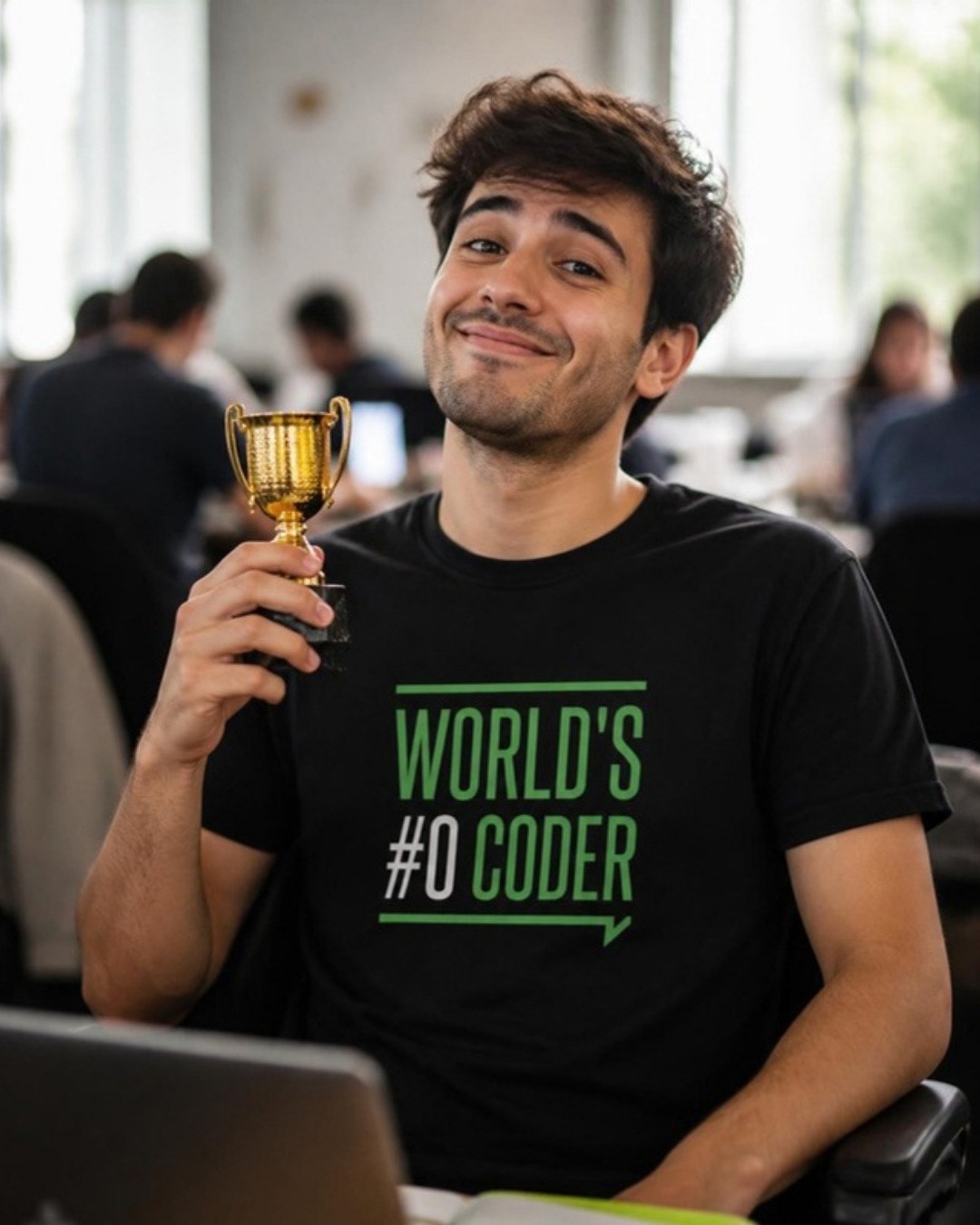 World's #0 Coder T-Shirt lifestyle mockup, Geekpsters