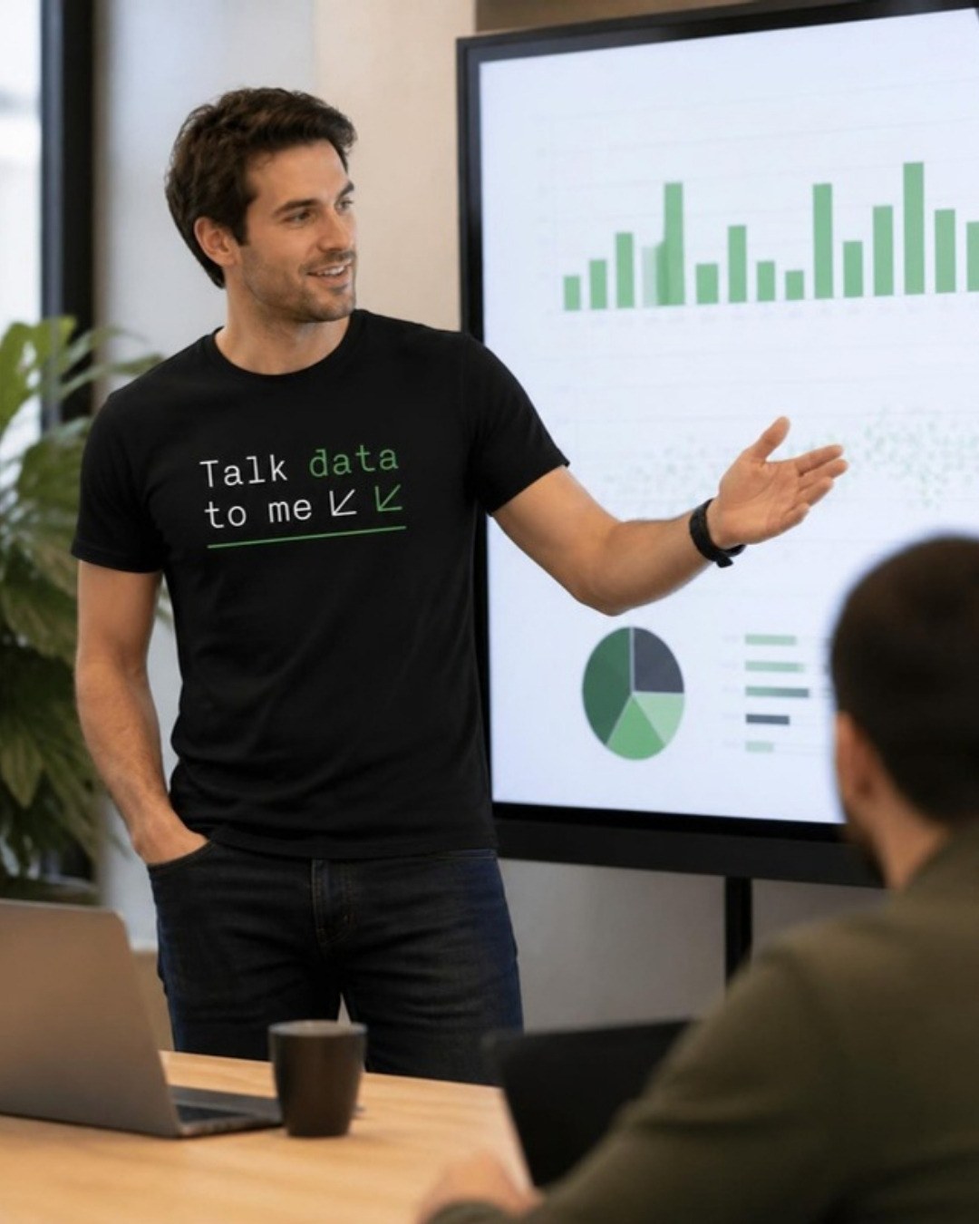 Talk Data to Me T-Shirt lifestyle mockup, Geekpsters