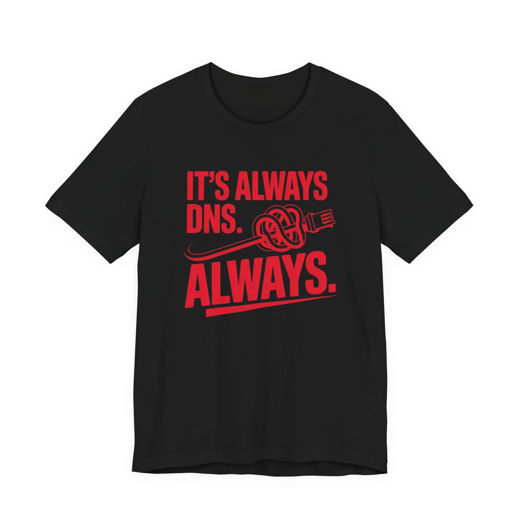 It's Always DNS tee in black, white, heather prism lilac, and natural | Geekpsters