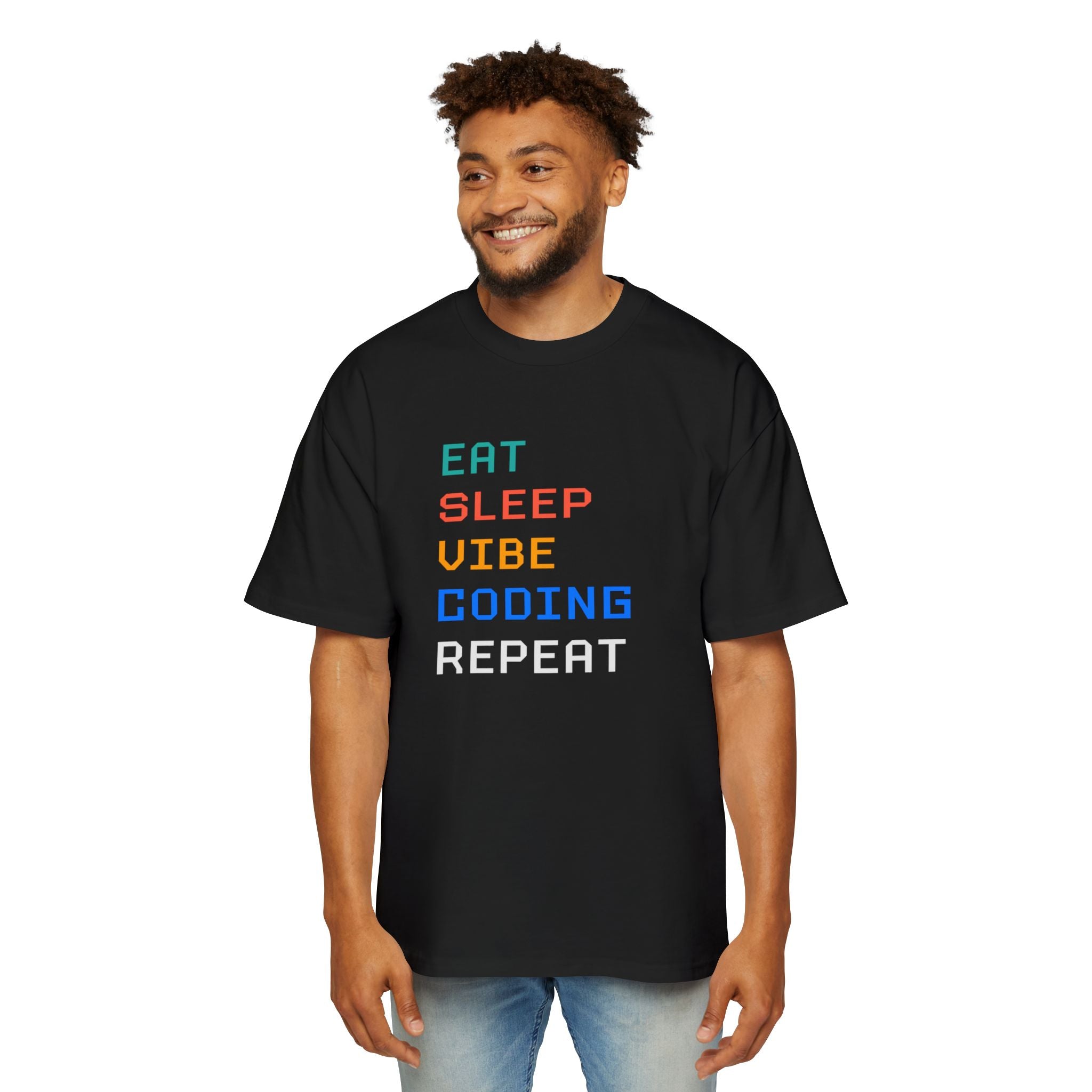 EAT SLEEP VIBE CODING REPEAT - Heavy Oversized Tee