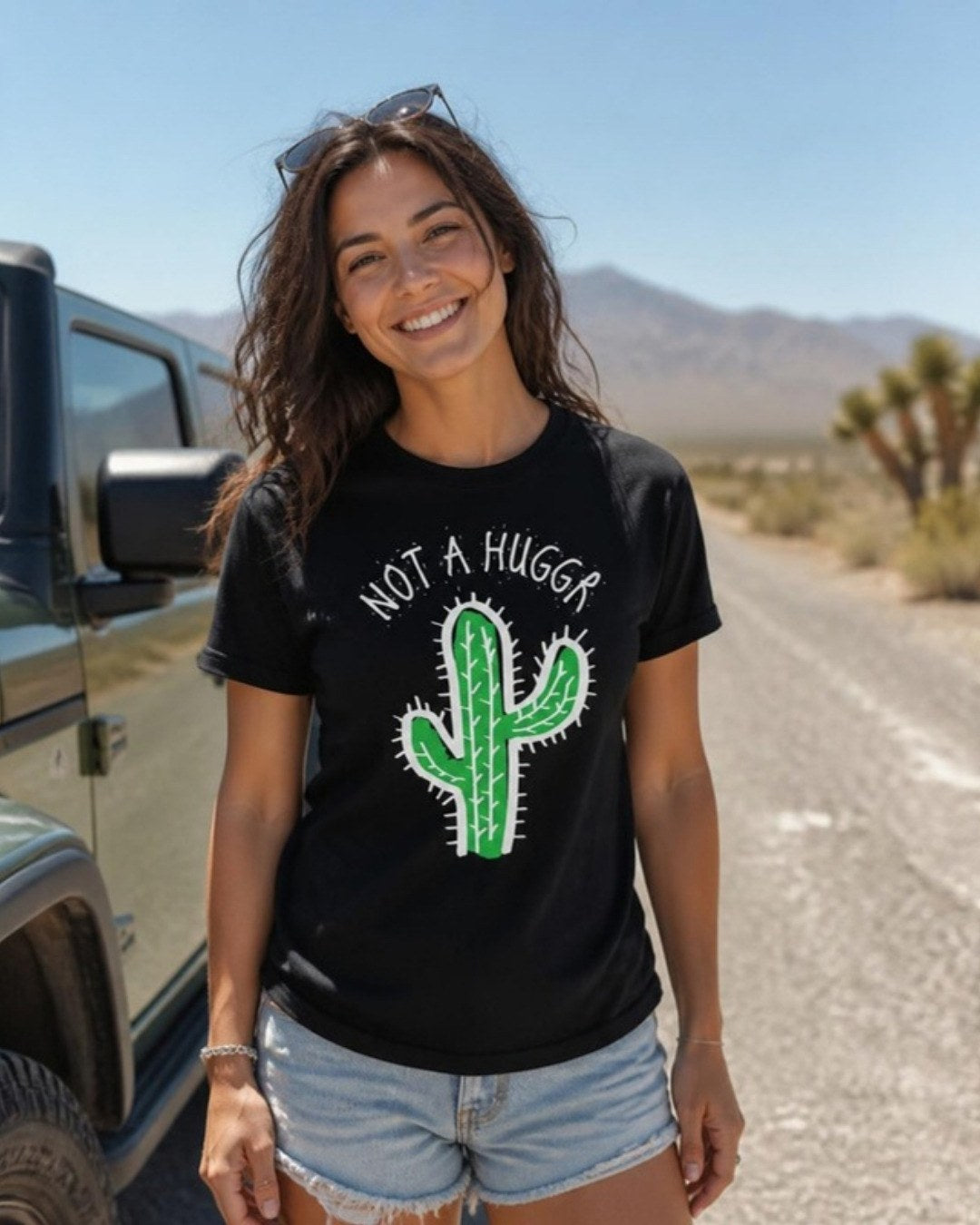 Not a Hugger T-Shirt lifestyle mockup, Geekpsters