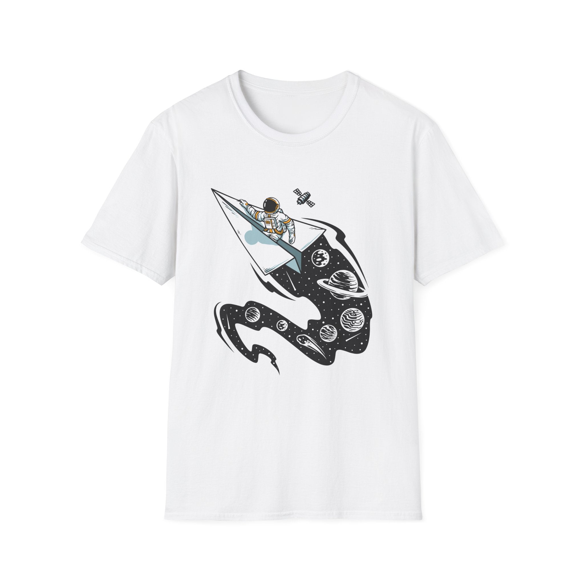 Astronauts Flying On Paper Ships - T Shirt