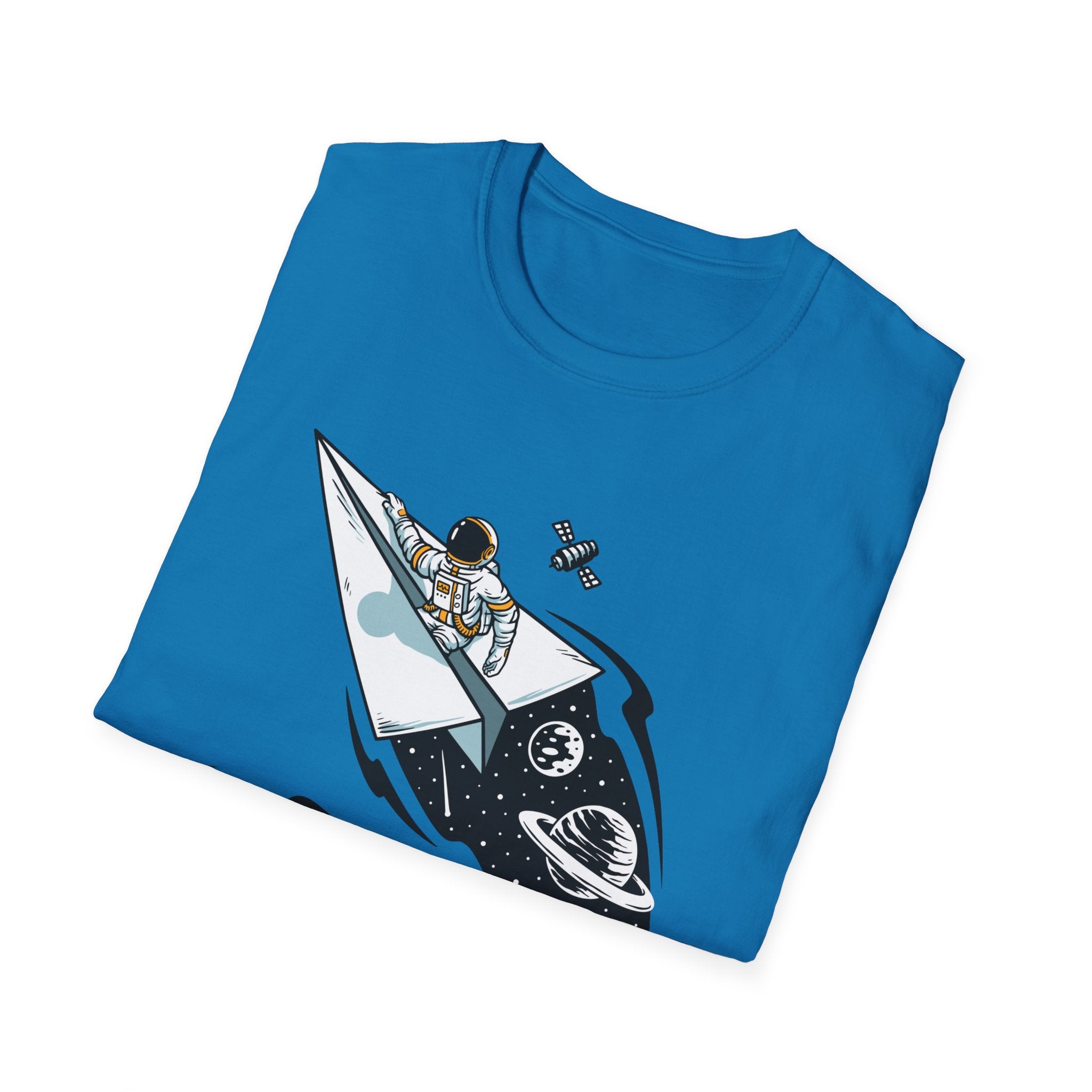 Astronauts Flying On Paper Ships - T Shirt