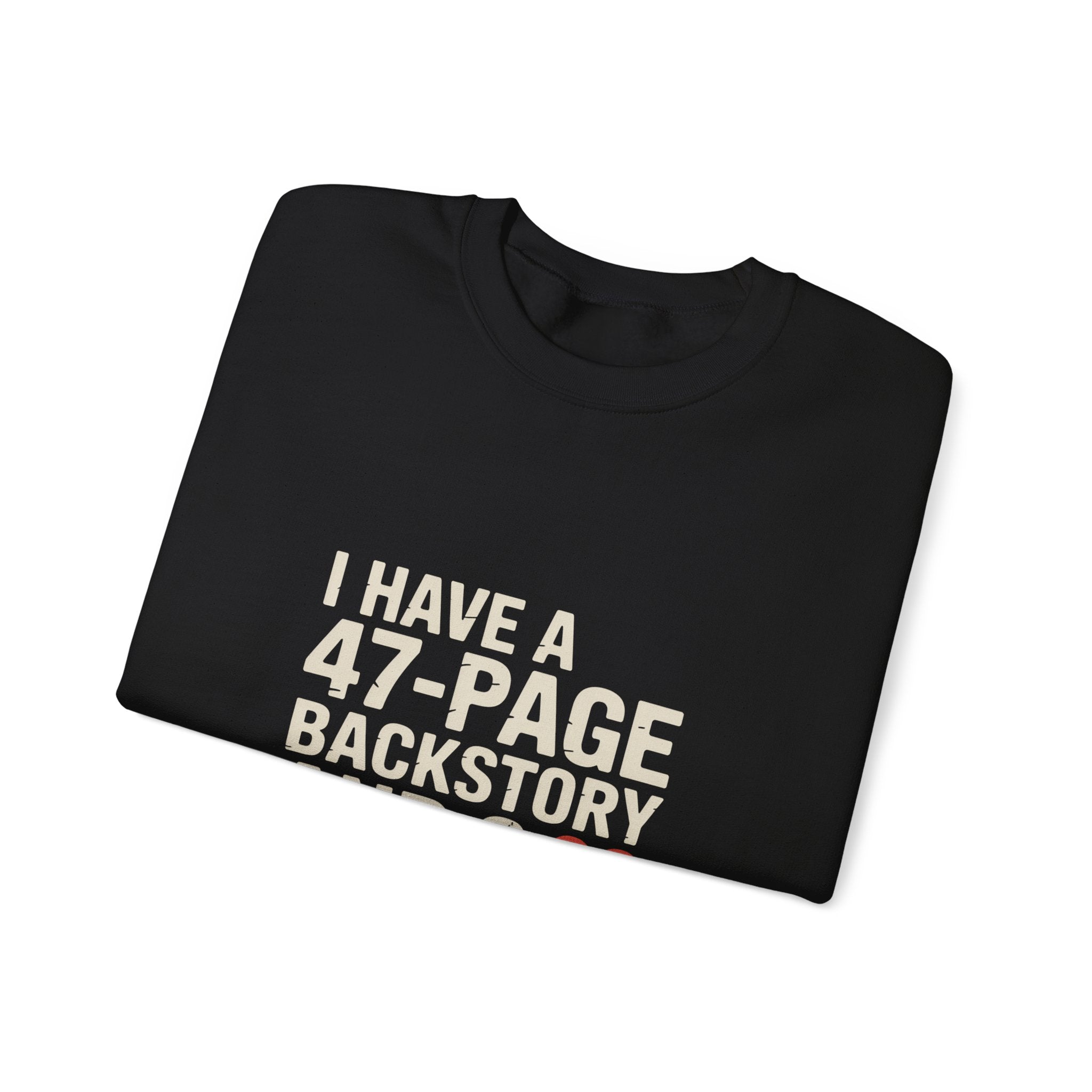 47-Page Backstory 3 Hit Points Sweatshirt | Geekpsters