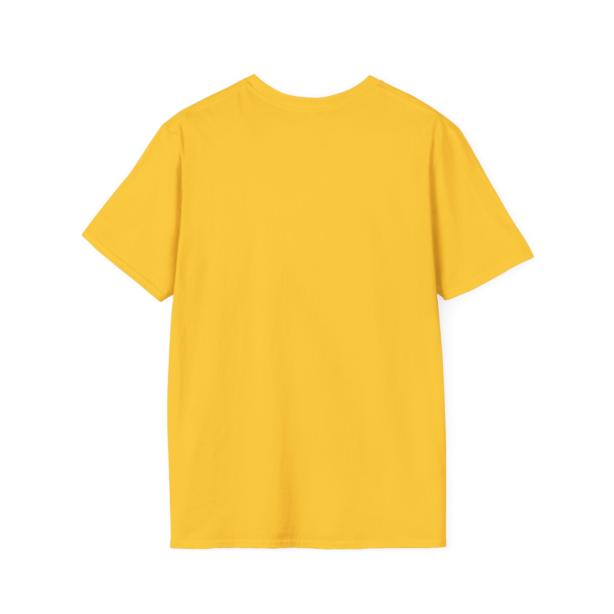 The Send Noods T-Shirt, showcasing a stylish fit in plain yellow, is displayed with the back facing forward against a white background.