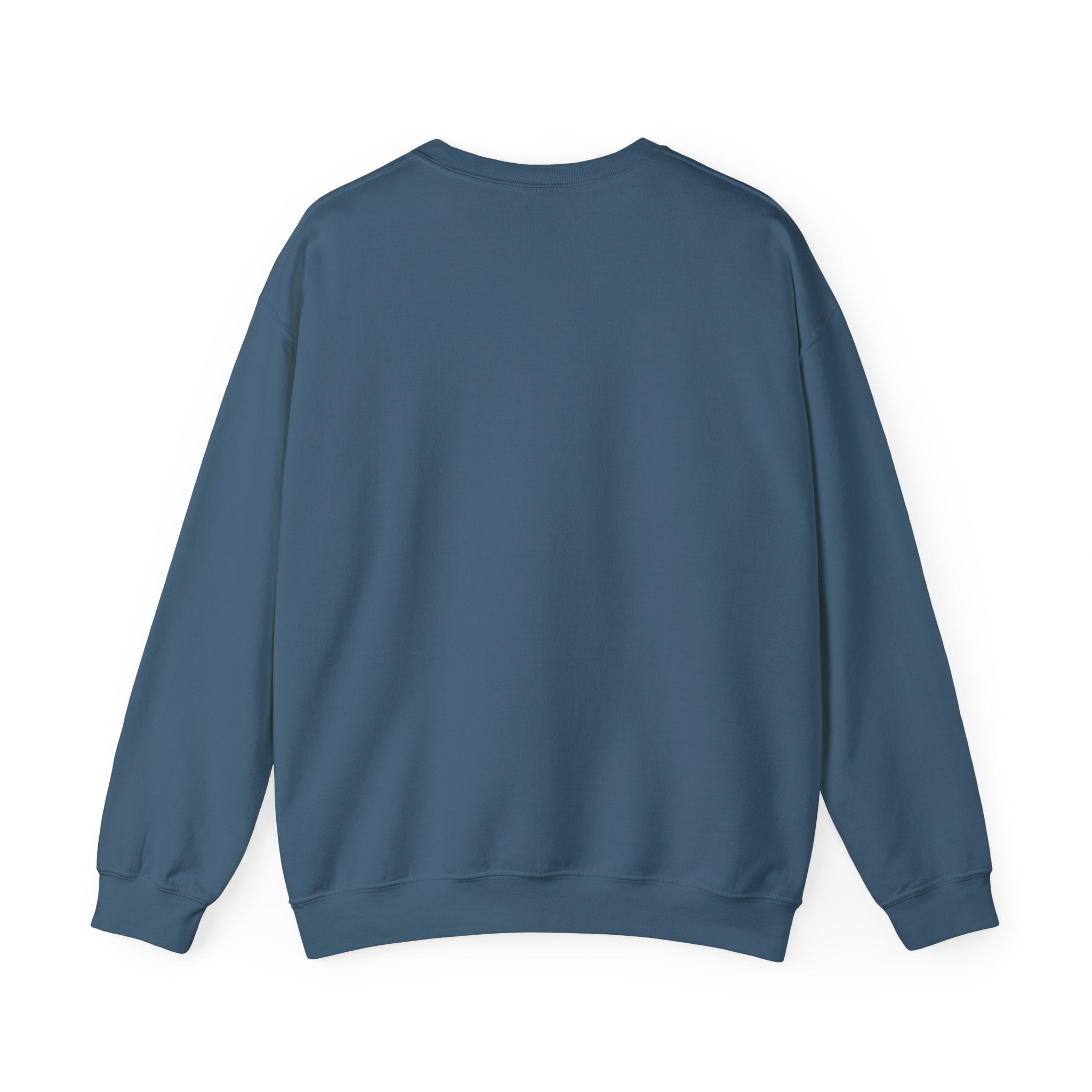 The Load Balanced Life sweatshirt, in a plain dark teal color, features long sleeves for cozy comfort and is displayed flat with its back facing against a white background.