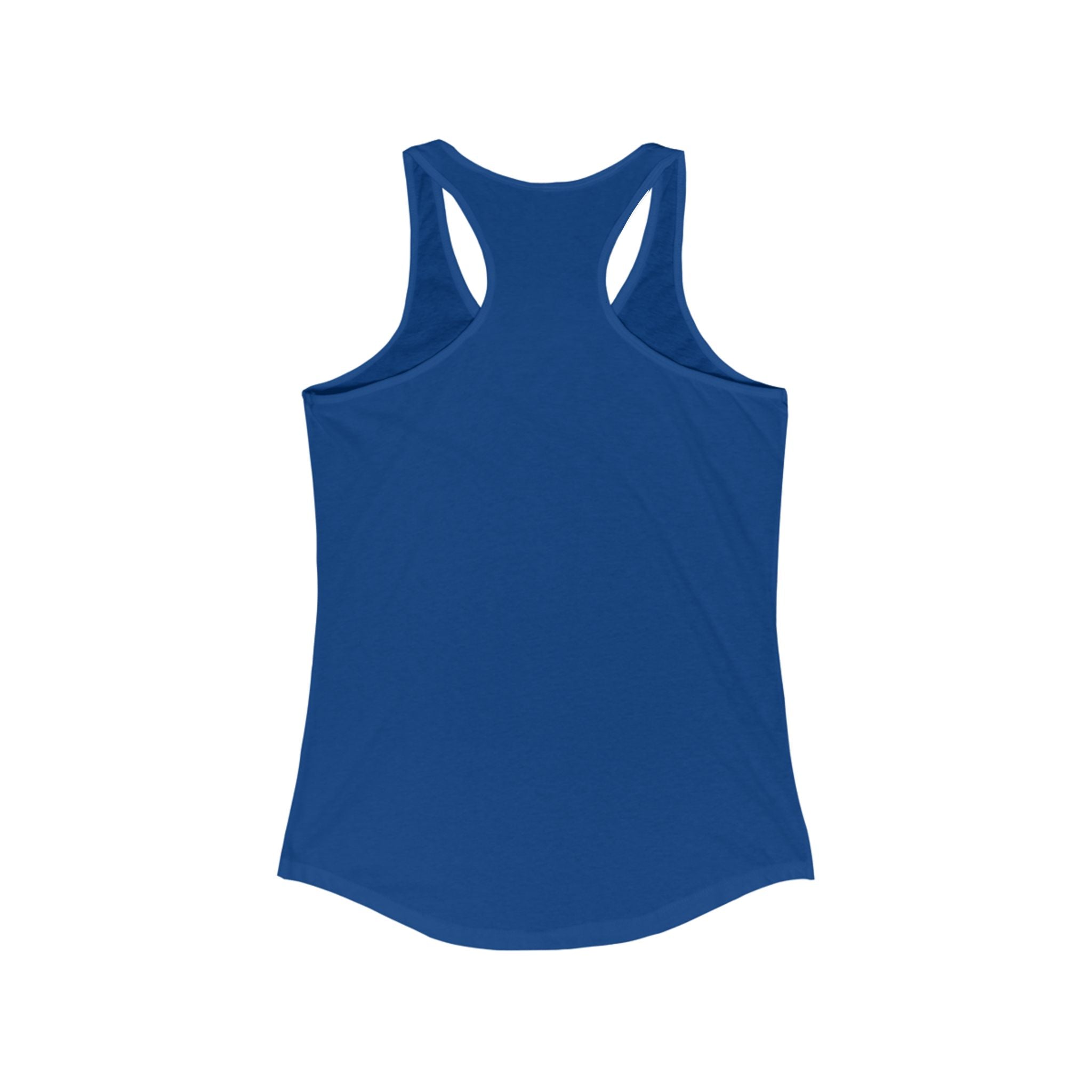 The Metadata - Women's Racerback Tank in a vibrant blue is perfect for an active lifestyle. Set against a crisp white background, this lightweight top's sleek design stands out beautifully.