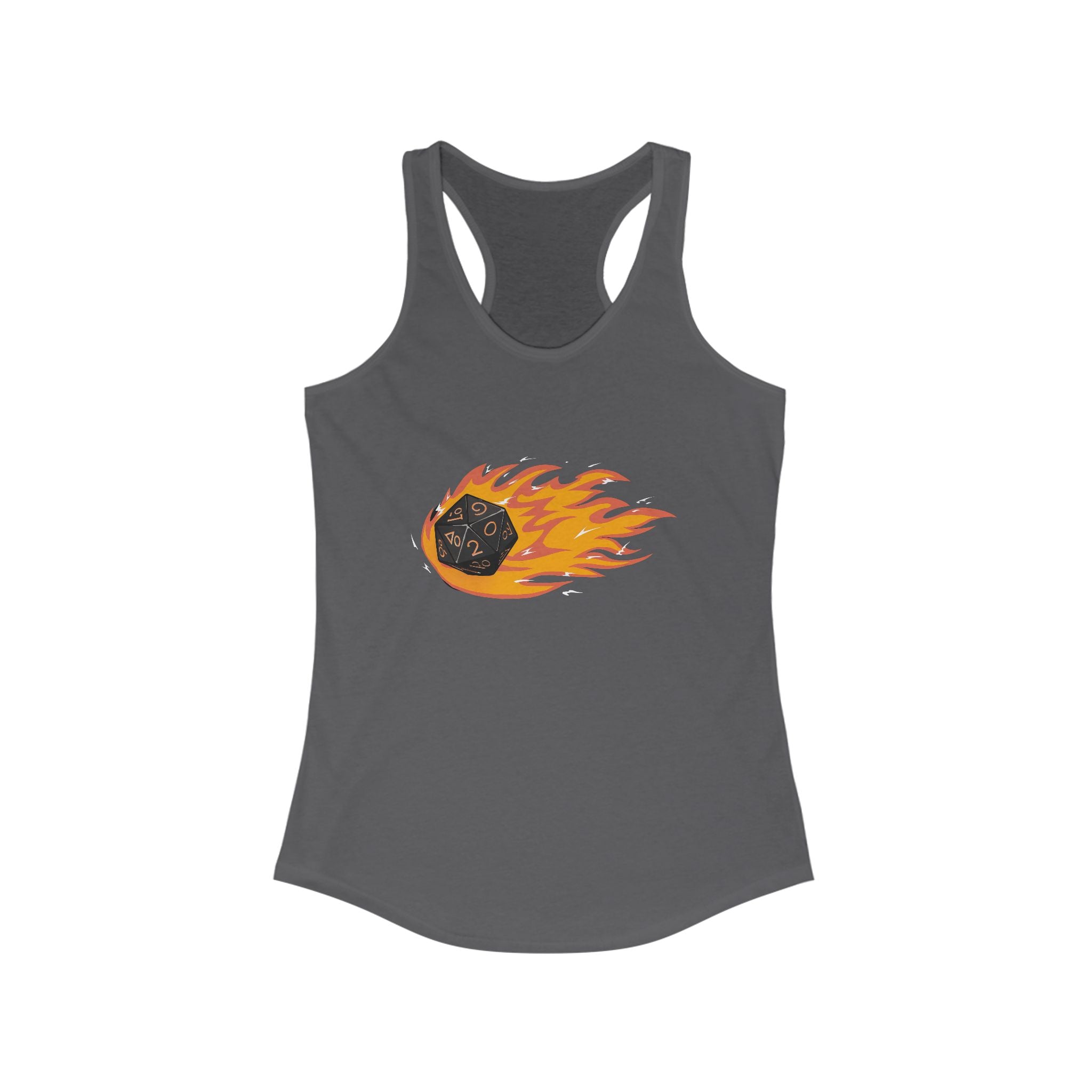 Polyhedral Dice On Fire - Women's Racerback Tank