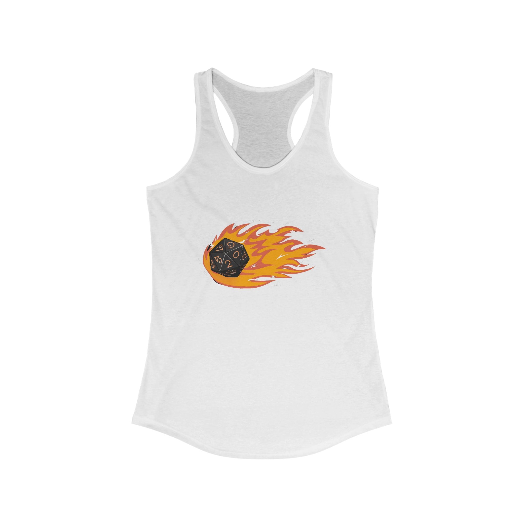 Polyhedral Dice On Fire - Women's Racerback Tank