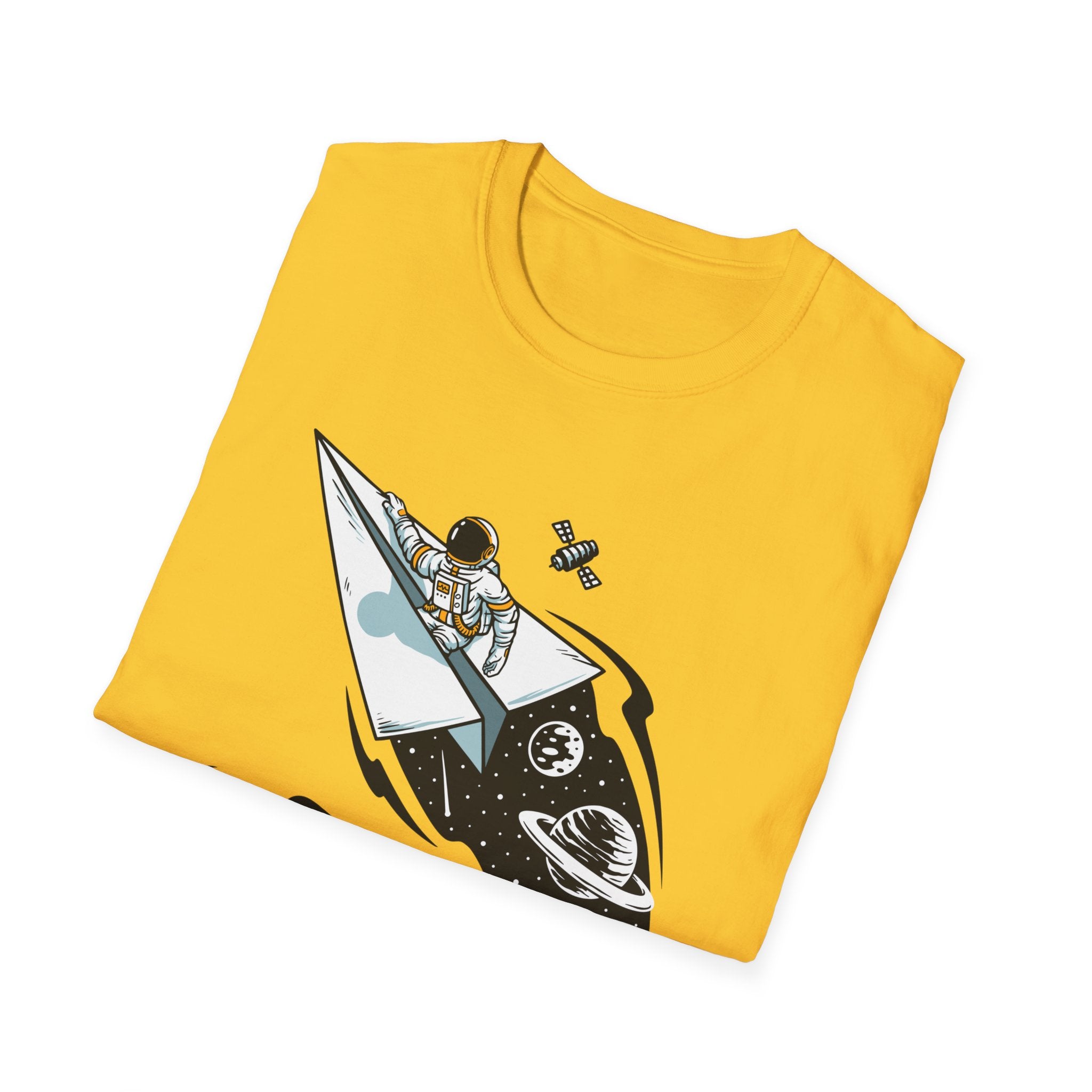 Astronauts Flying On Paper Ships - T Shirt