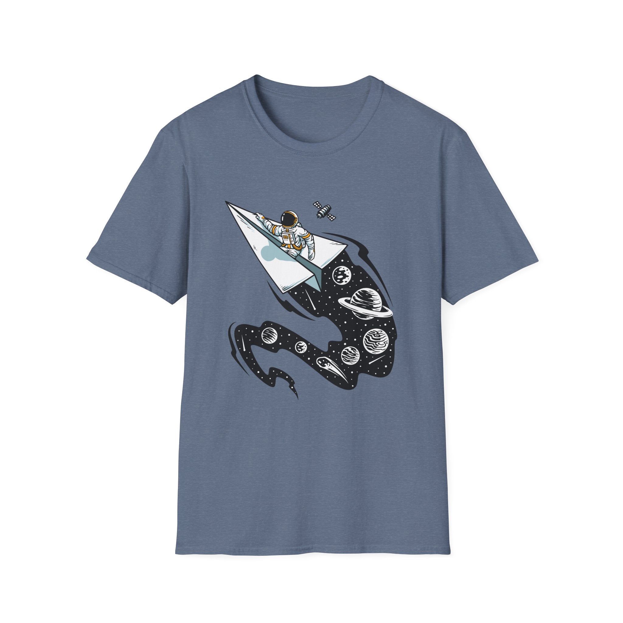 Astronauts Flying On Paper Ships - T Shirt