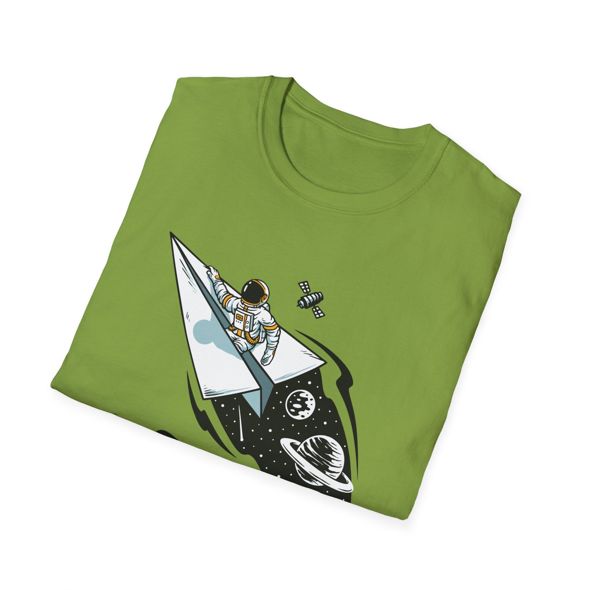 Astronauts Flying On Paper Ships - T Shirt