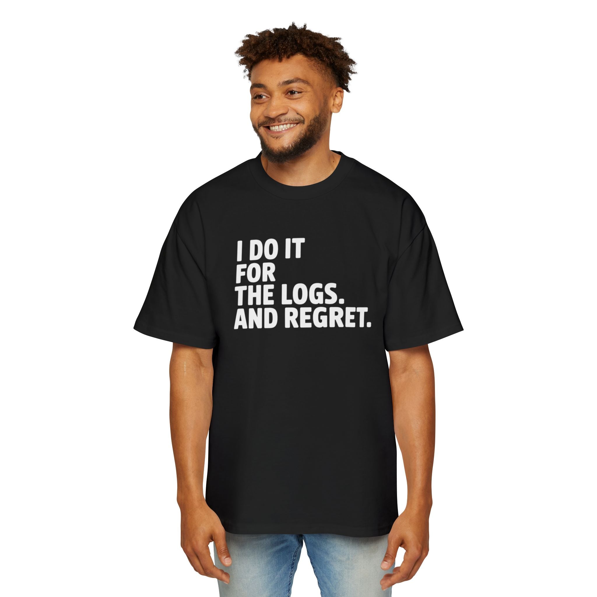 I DO IT FOR THE LOGS White - Heavy Oversized Tee