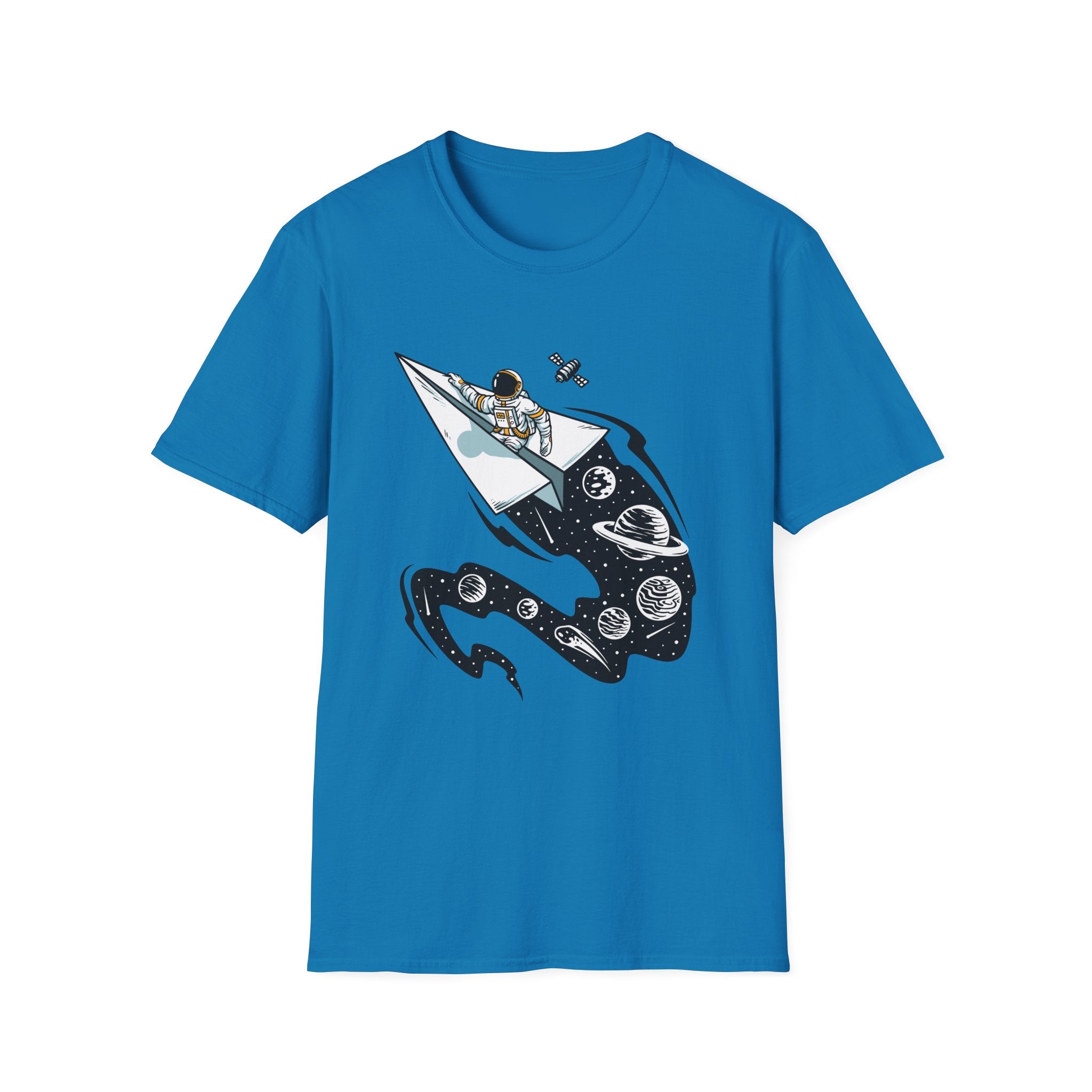 Astronauts Flying On Paper Ships - T Shirt