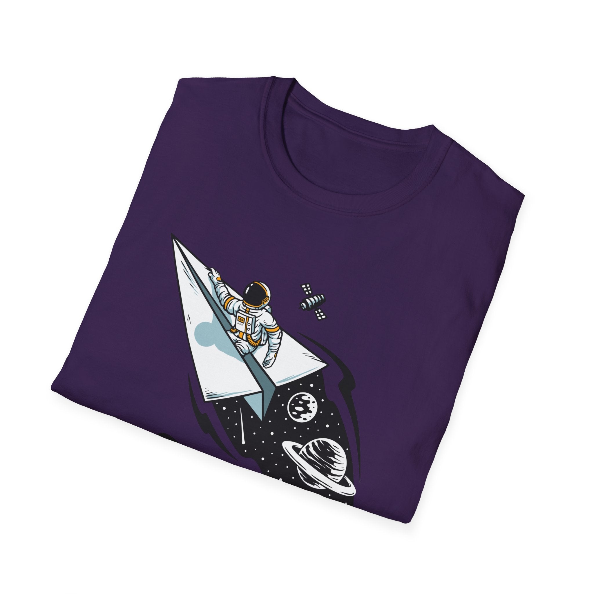 Astronauts Flying On Paper Ships - T Shirt