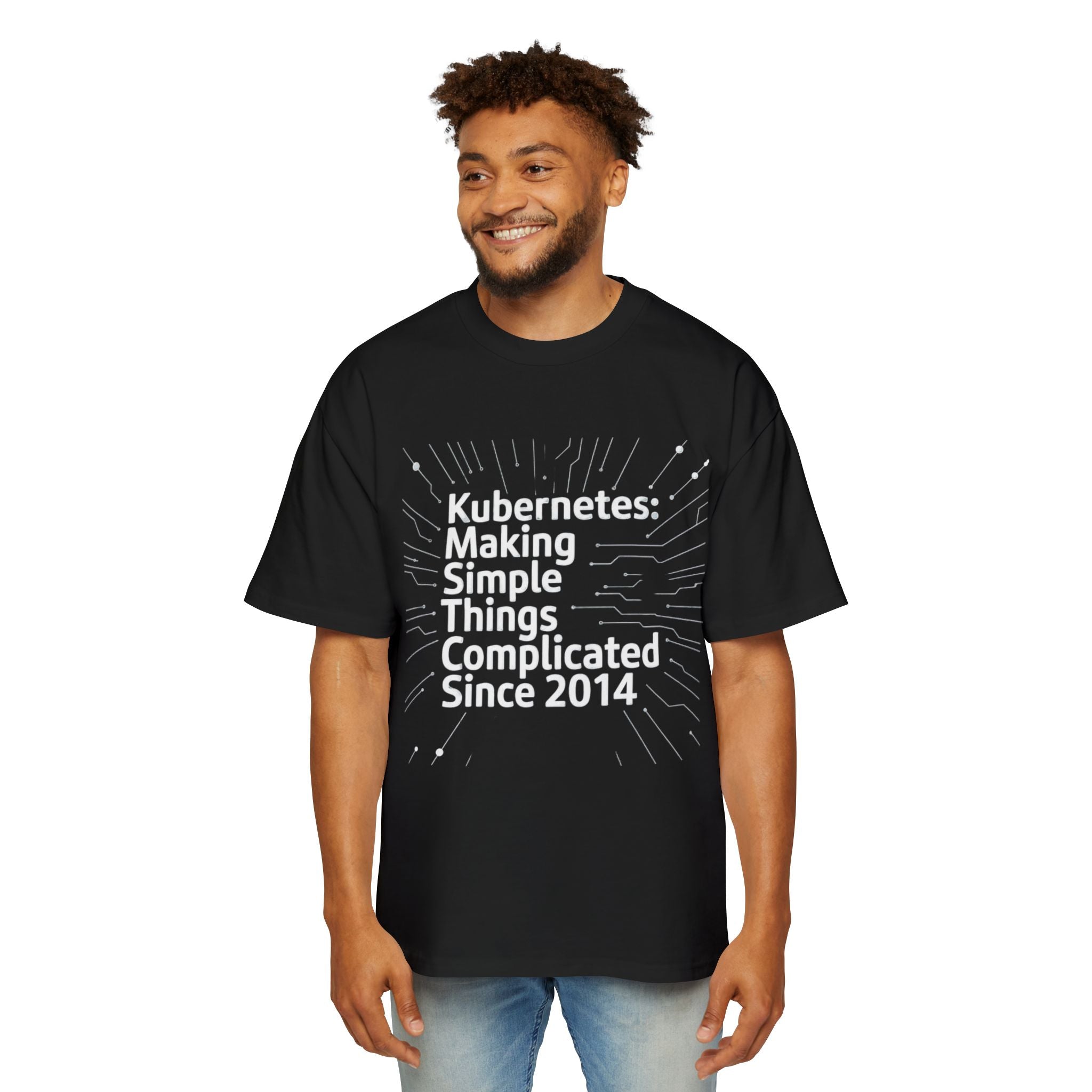 Kubernetes Making simple things complicate white - Heavy Oversized Tee