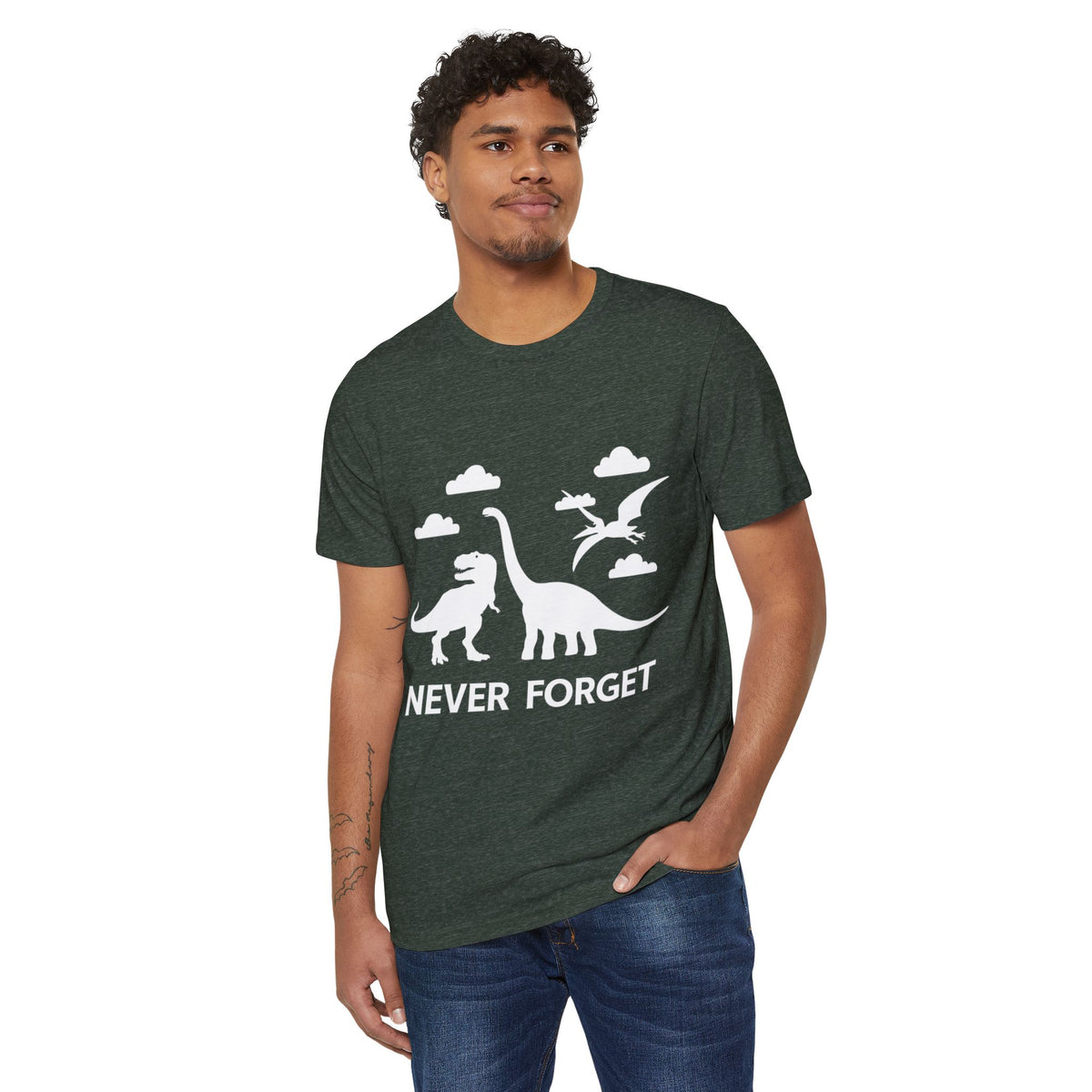 Never Forget Dinosaurs Recycled Organic Tee