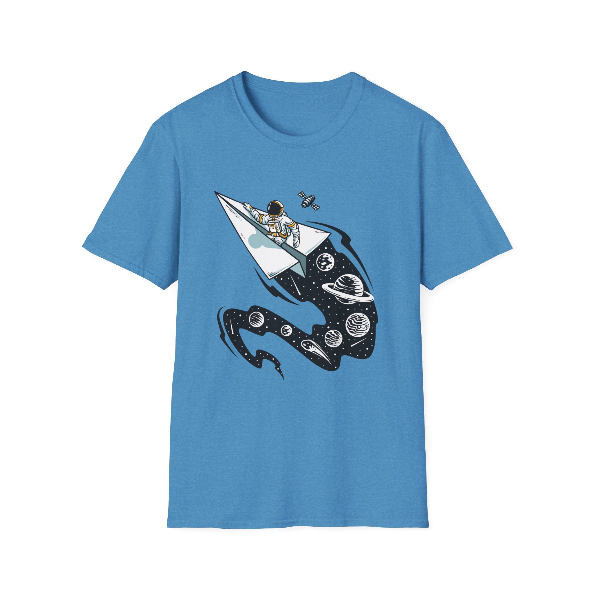 Astronauts Flying On Paper Ships - T Shirt