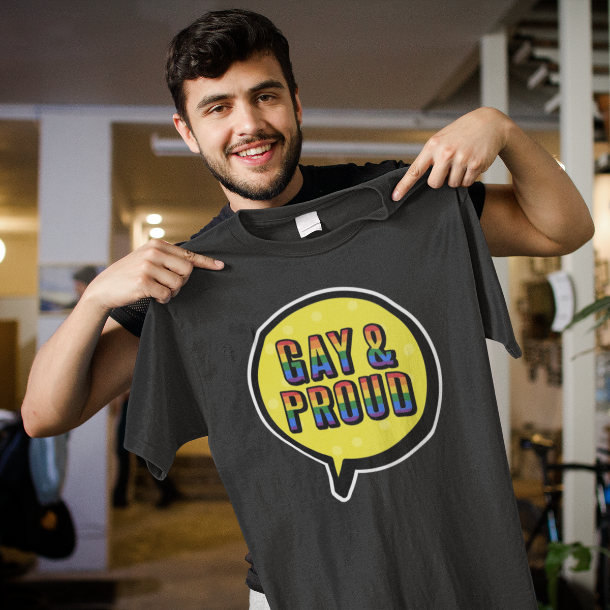 Gay & Proud T-Shirt | LGBTQ+ Pride Graphic Tee | Gay Pride Gift | Geekpsters