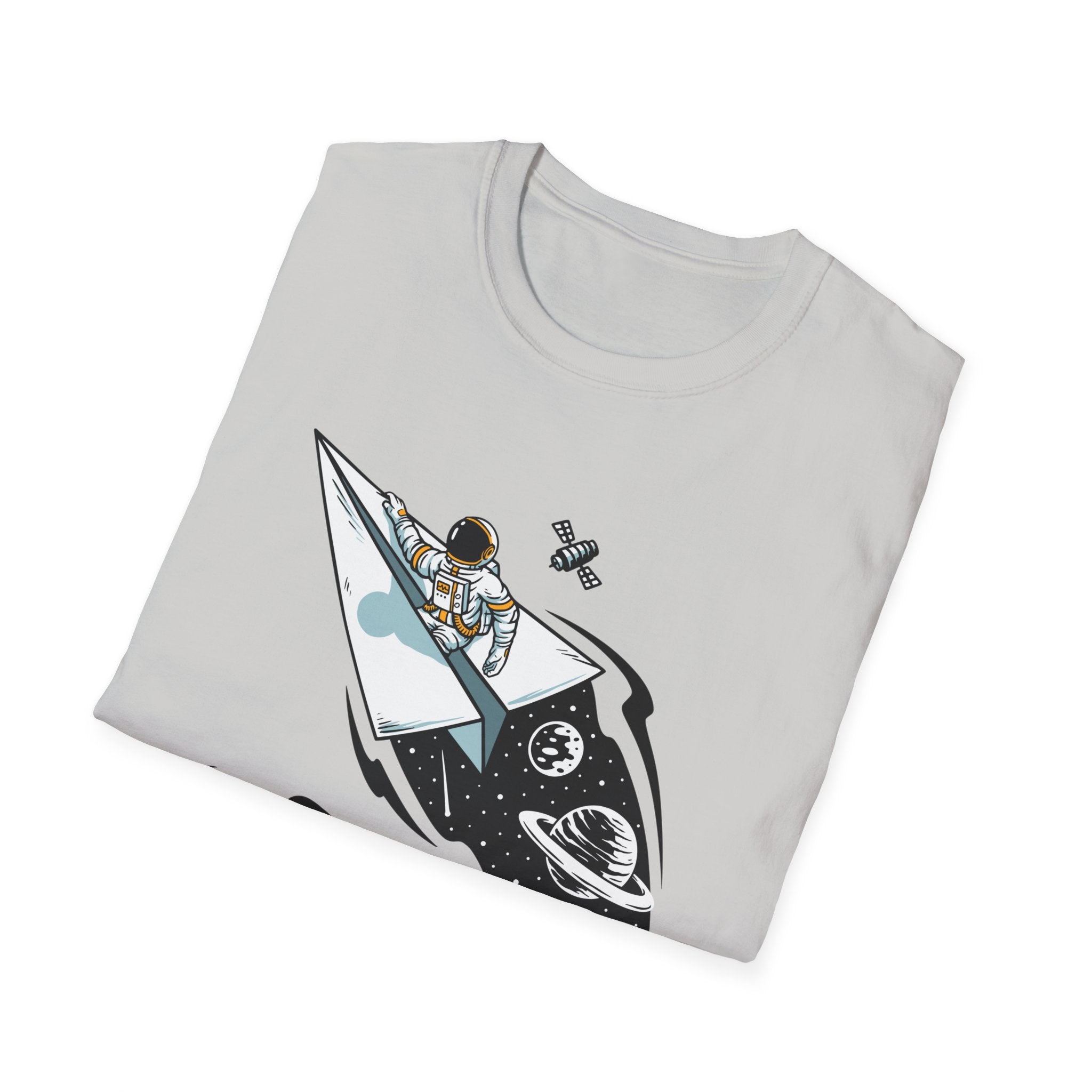 Astronauts Flying On Paper Ships - T Shirt