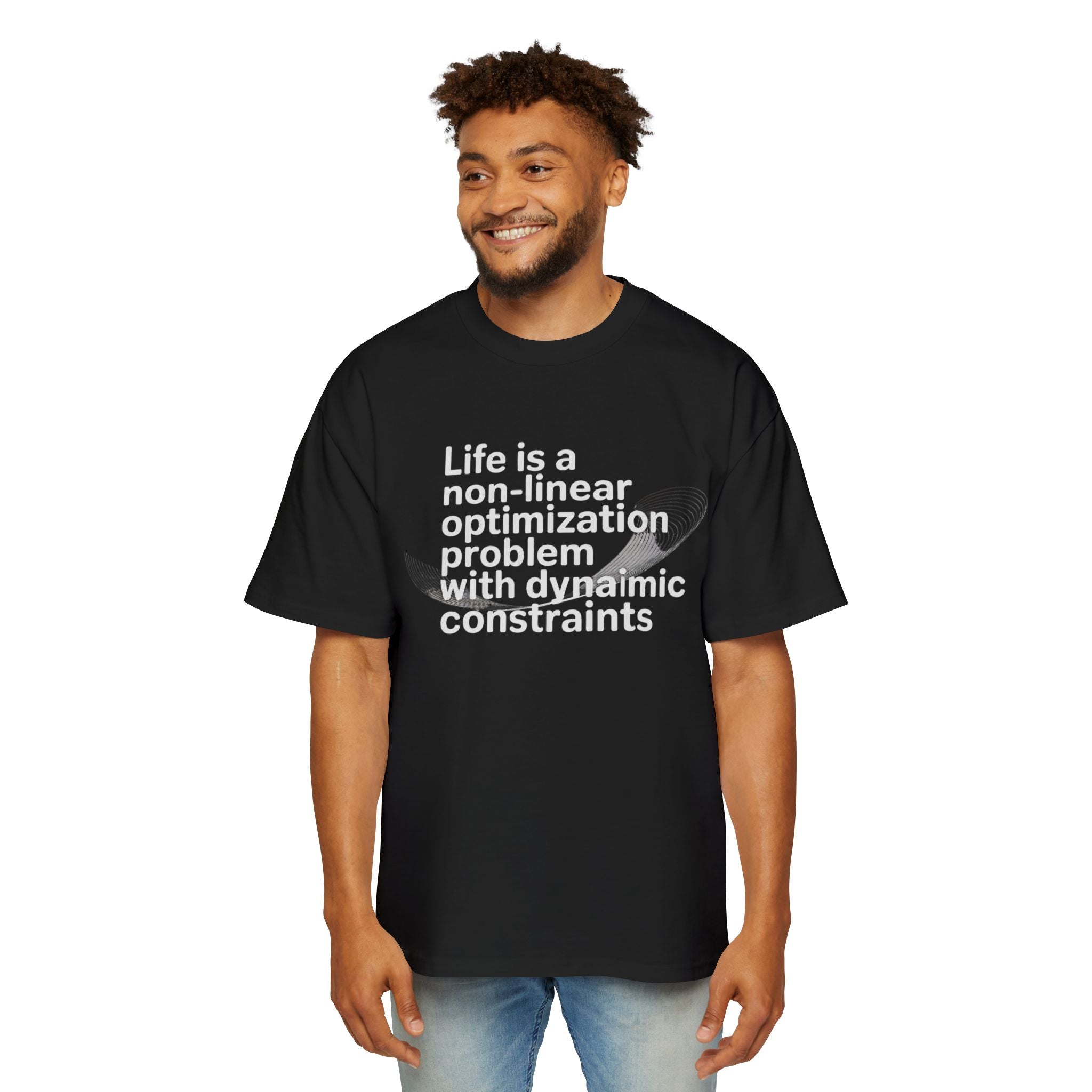 Life is a non linear optimization problem white - Heavy Oversized Tee