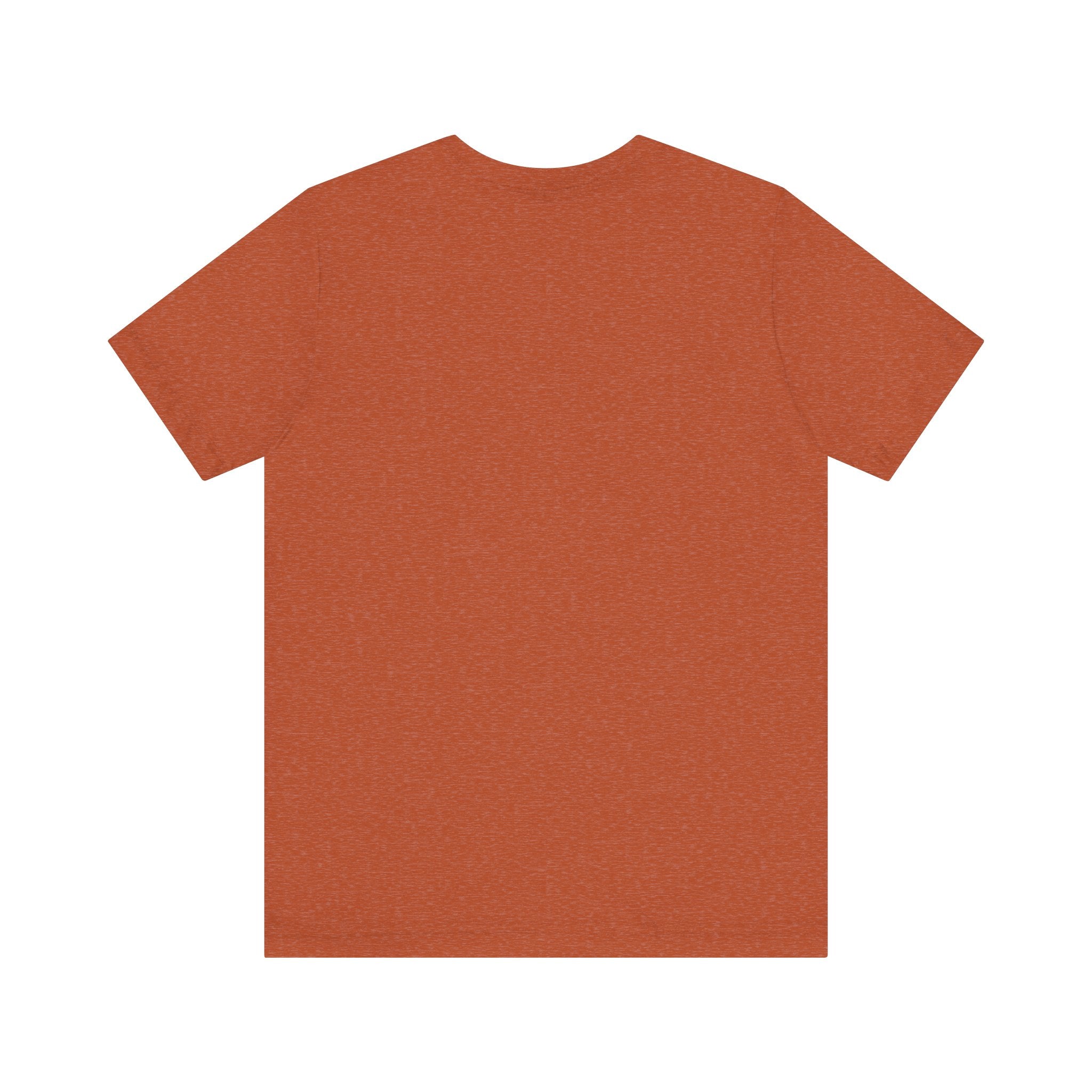 The Floppy disk -T Shirt is a plain, short-sleeve tee in heathered orange cosmos, shown laid flat with the back side up and crafted from soft cotton.