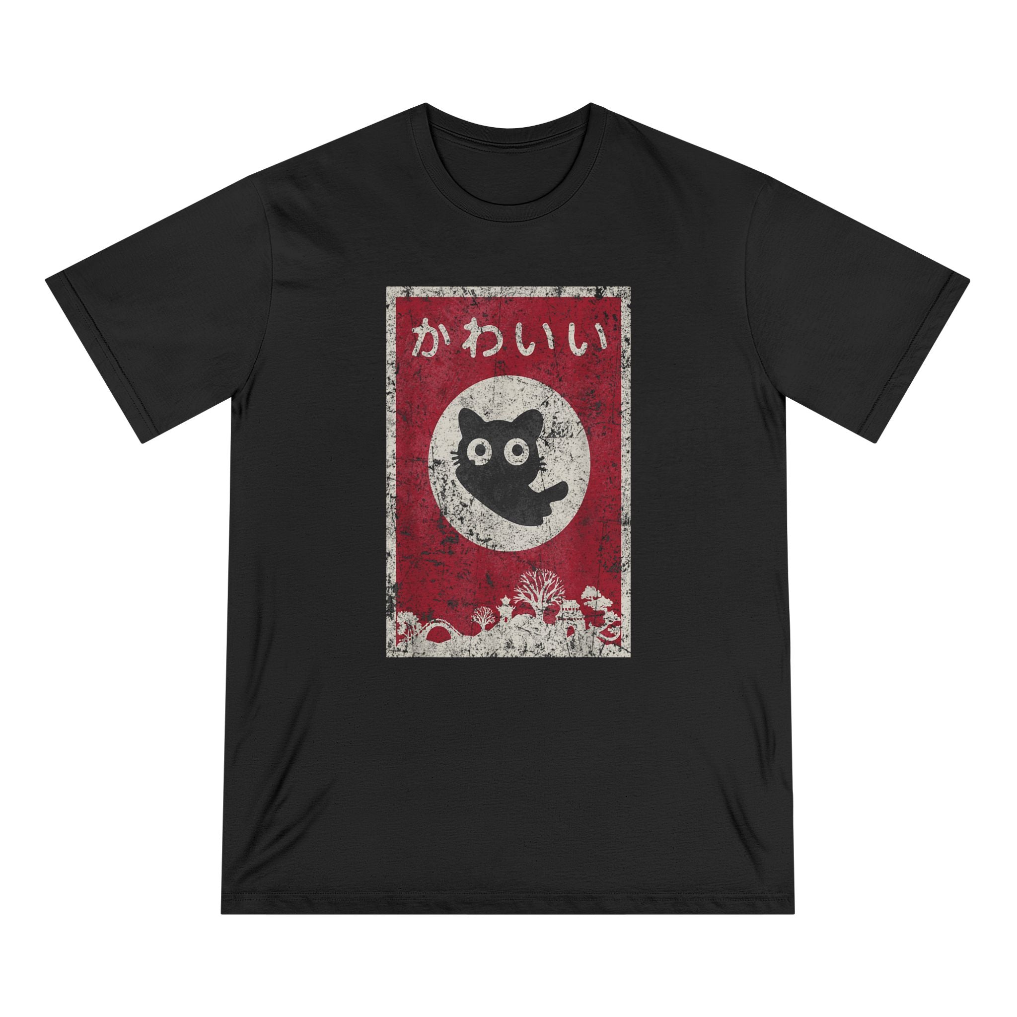 Kawaii Cat Japanese Black Anime T-Shirt - Organic T-shirt