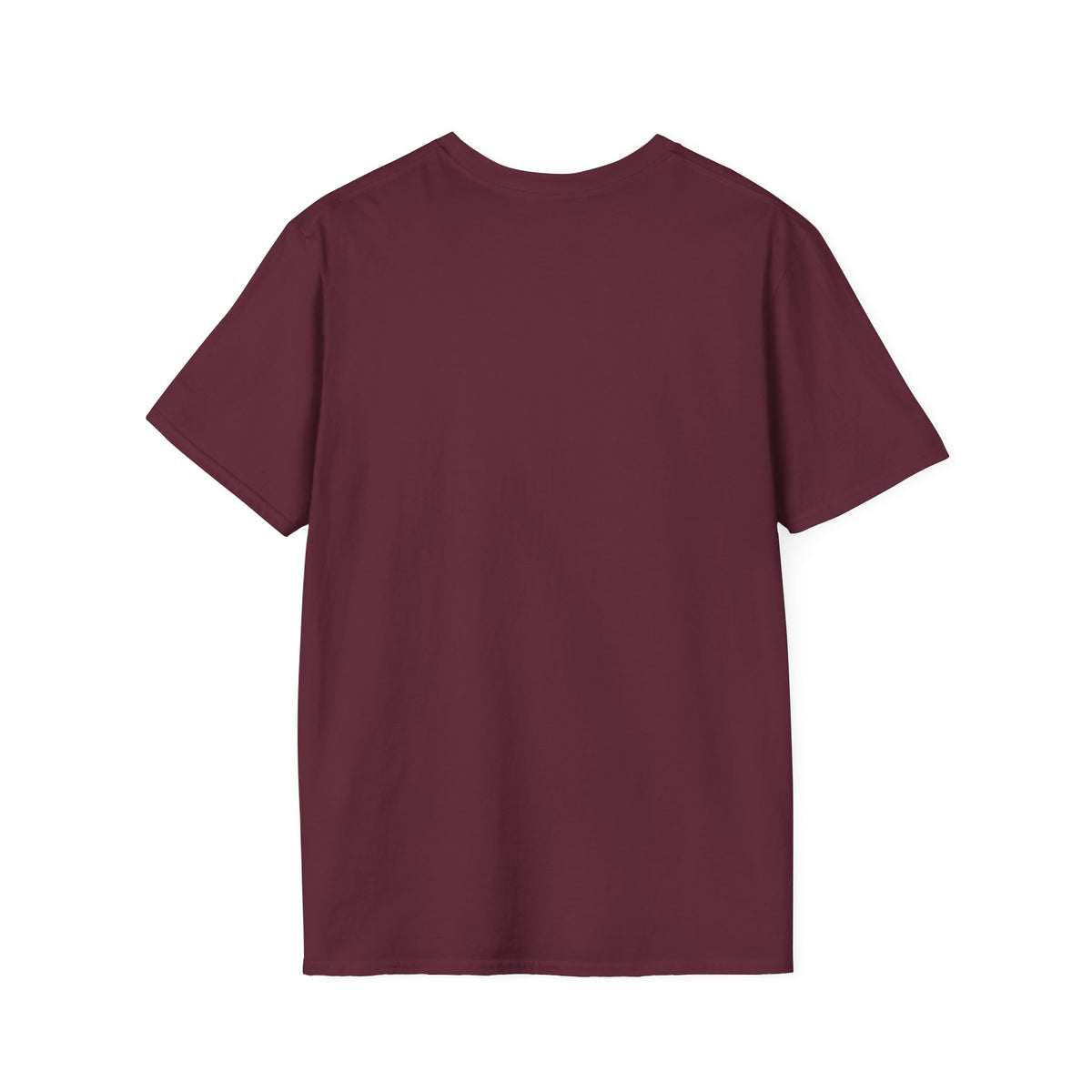 Hot Sun Cartoon t-shirt in maroon, plain back view flat lay, funny sunny summer graphic tee
