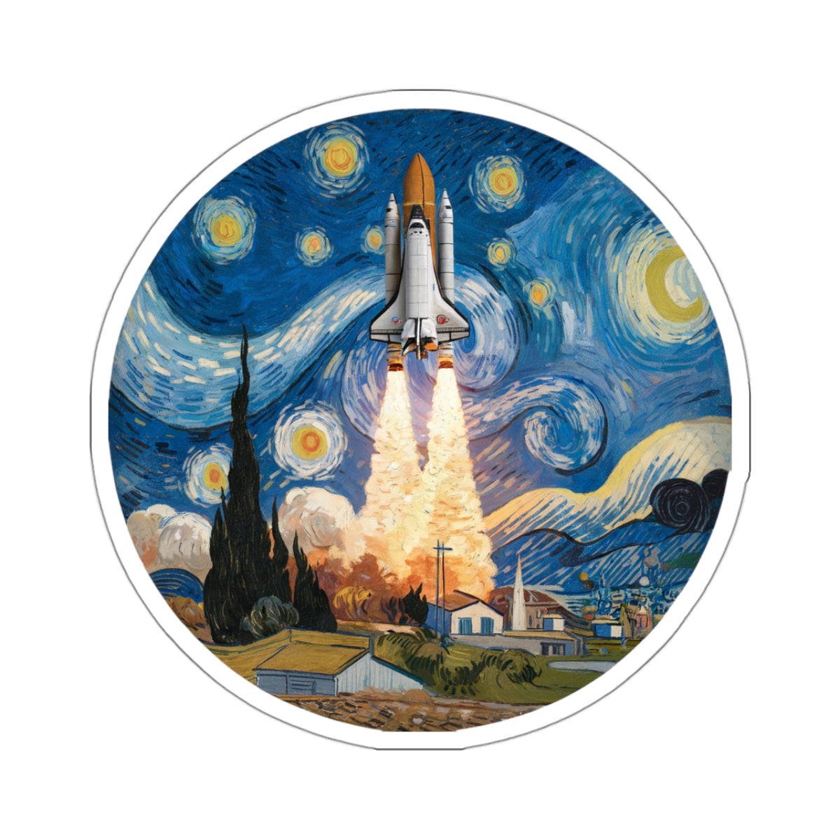 Van Gogh Spaceship - Sticker