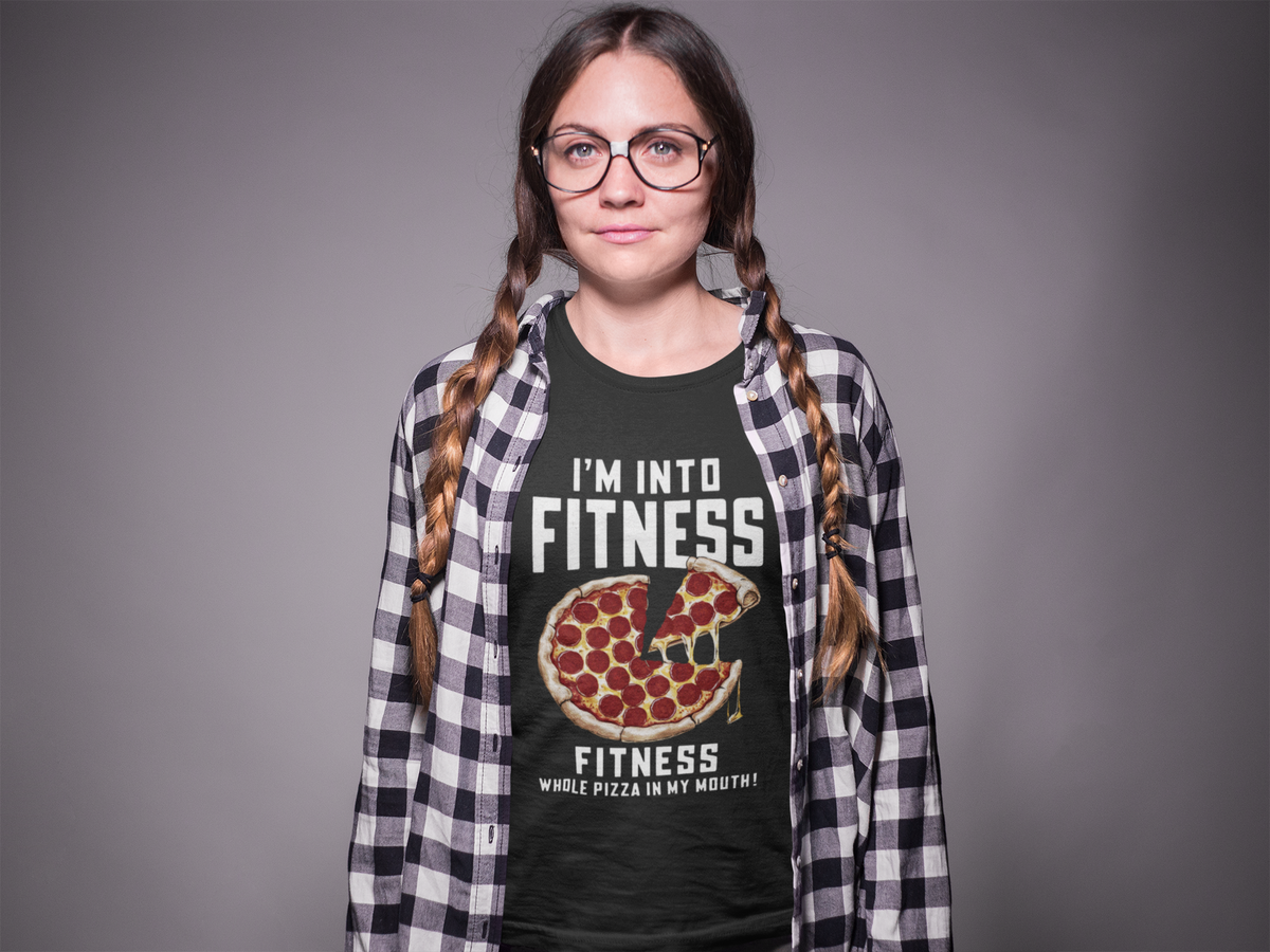 I'm Into Fitness Organic T-Shirt | Funny Pizza Humor Tee | Geekpsters