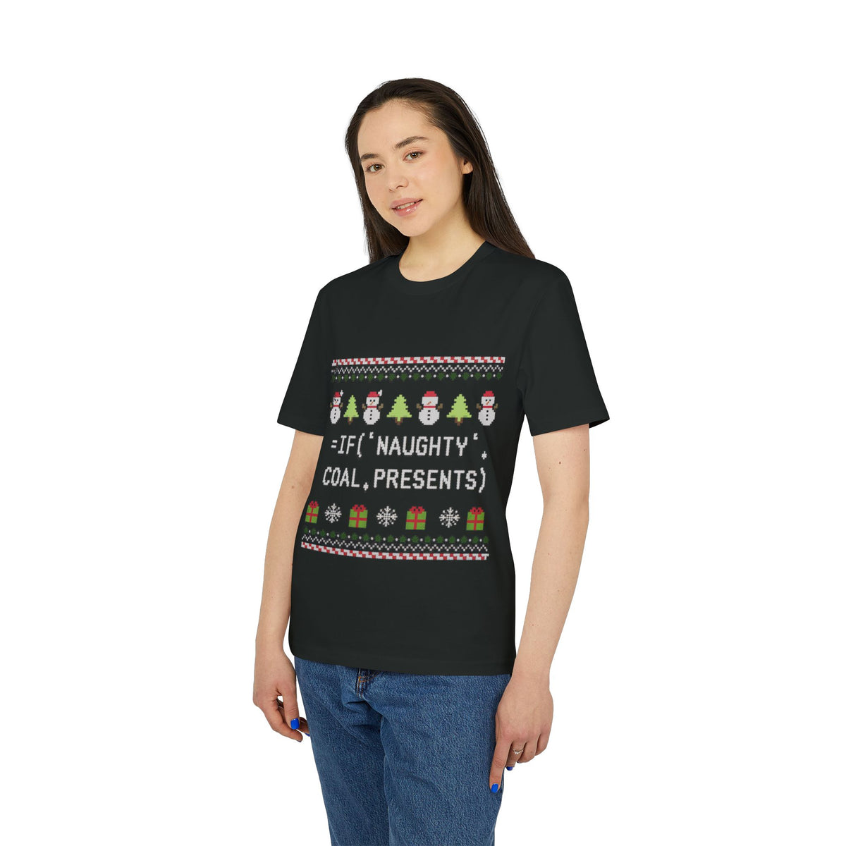 =IF(Naughty, Coal, Presents) Ugly Sweater Organic Tee