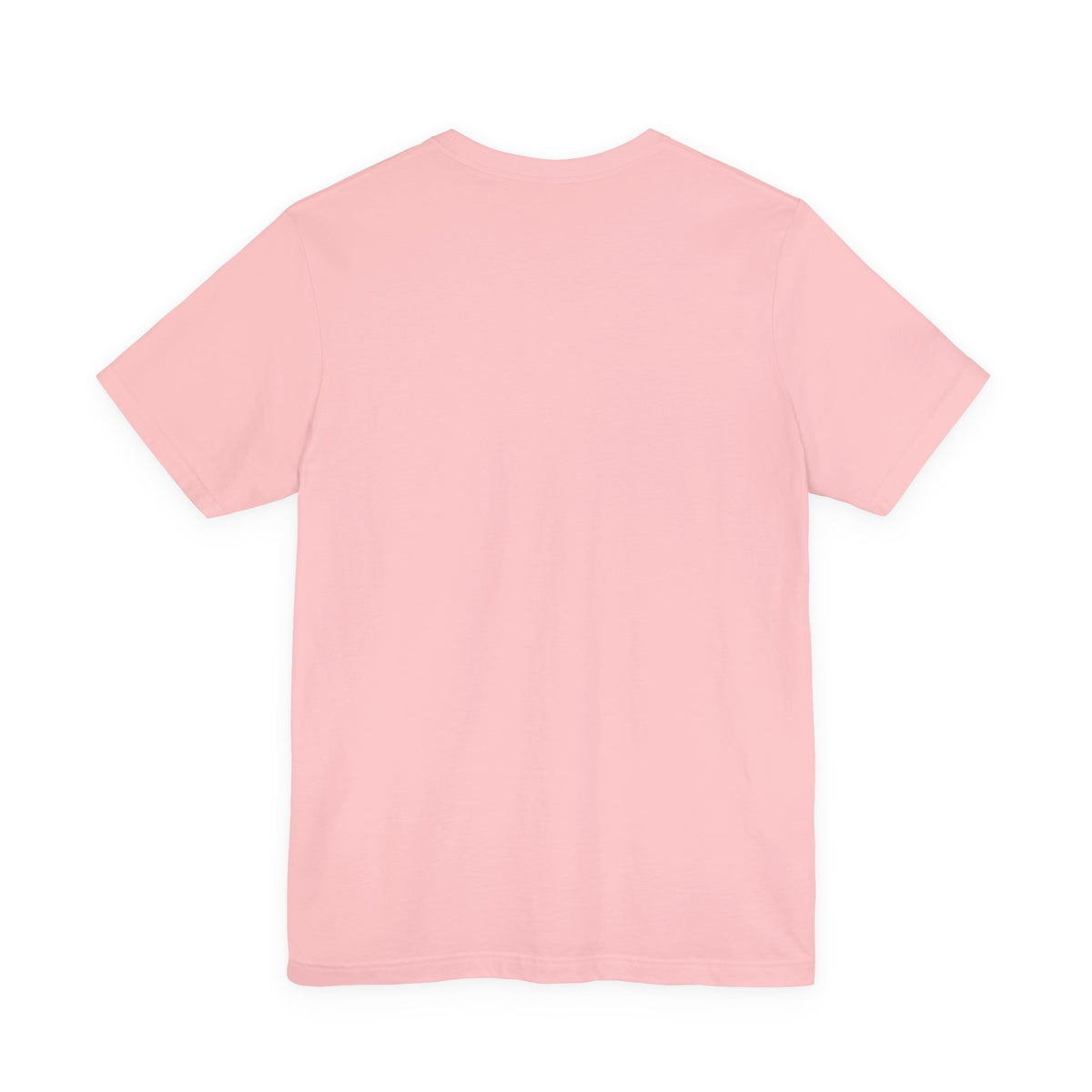 Statistically Significant tee in pink, back view flat lay, blank plain cotton back, statement tee
