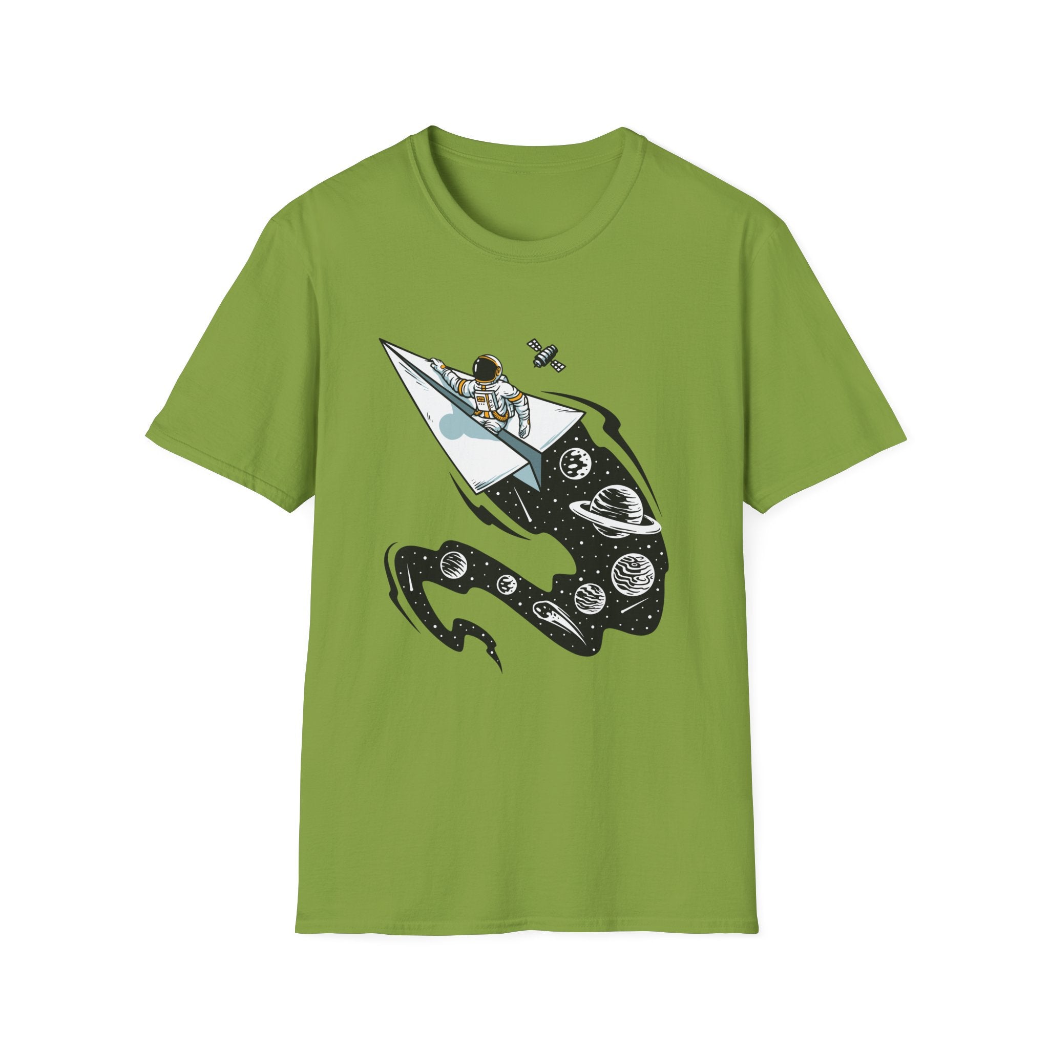 Astronauts Flying On Paper Ships - T Shirt
