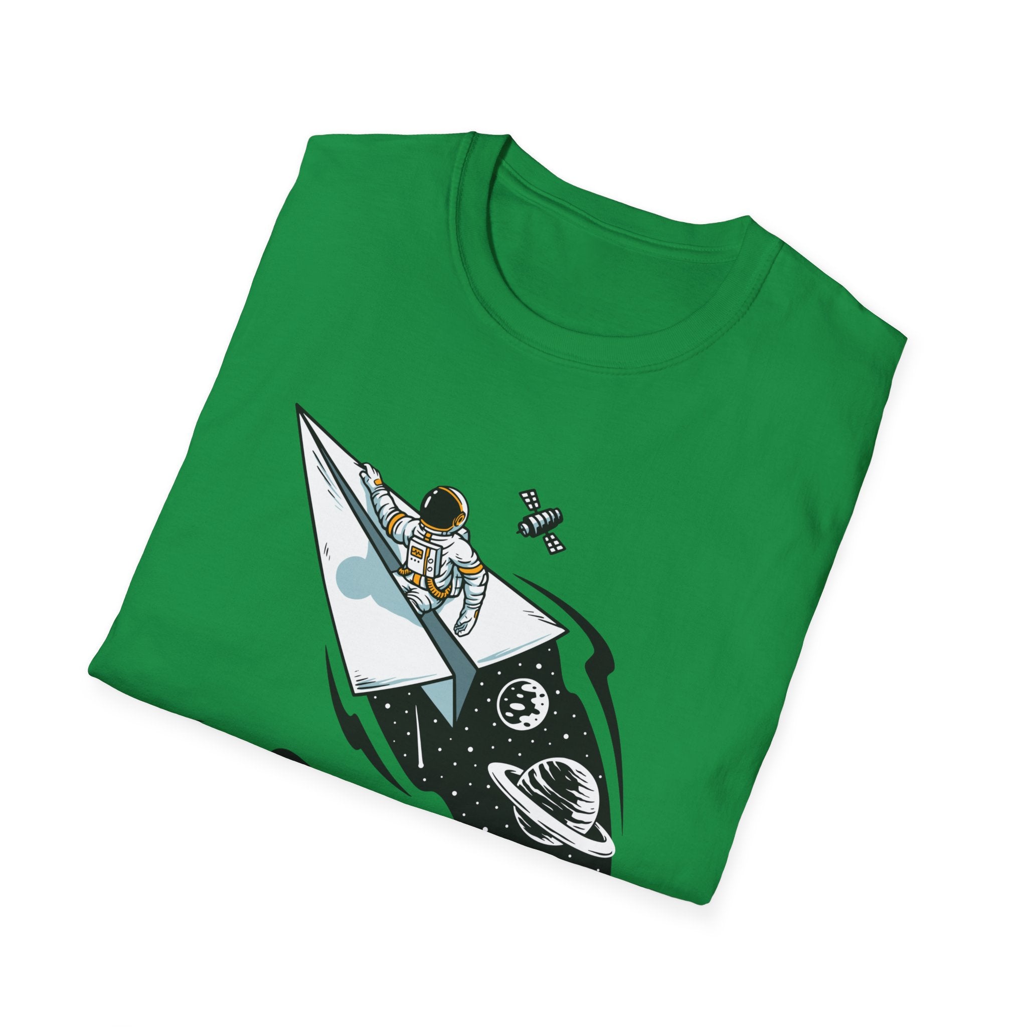 Astronauts Flying On Paper Ships - T Shirt