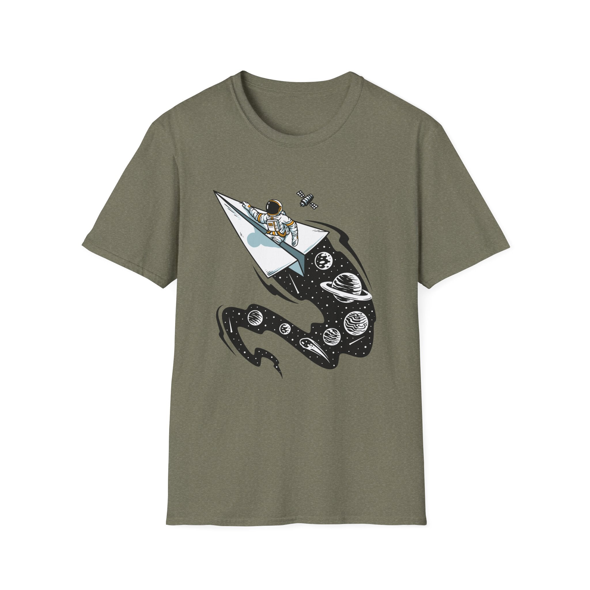 Astronauts Flying On Paper Ships - T Shirt