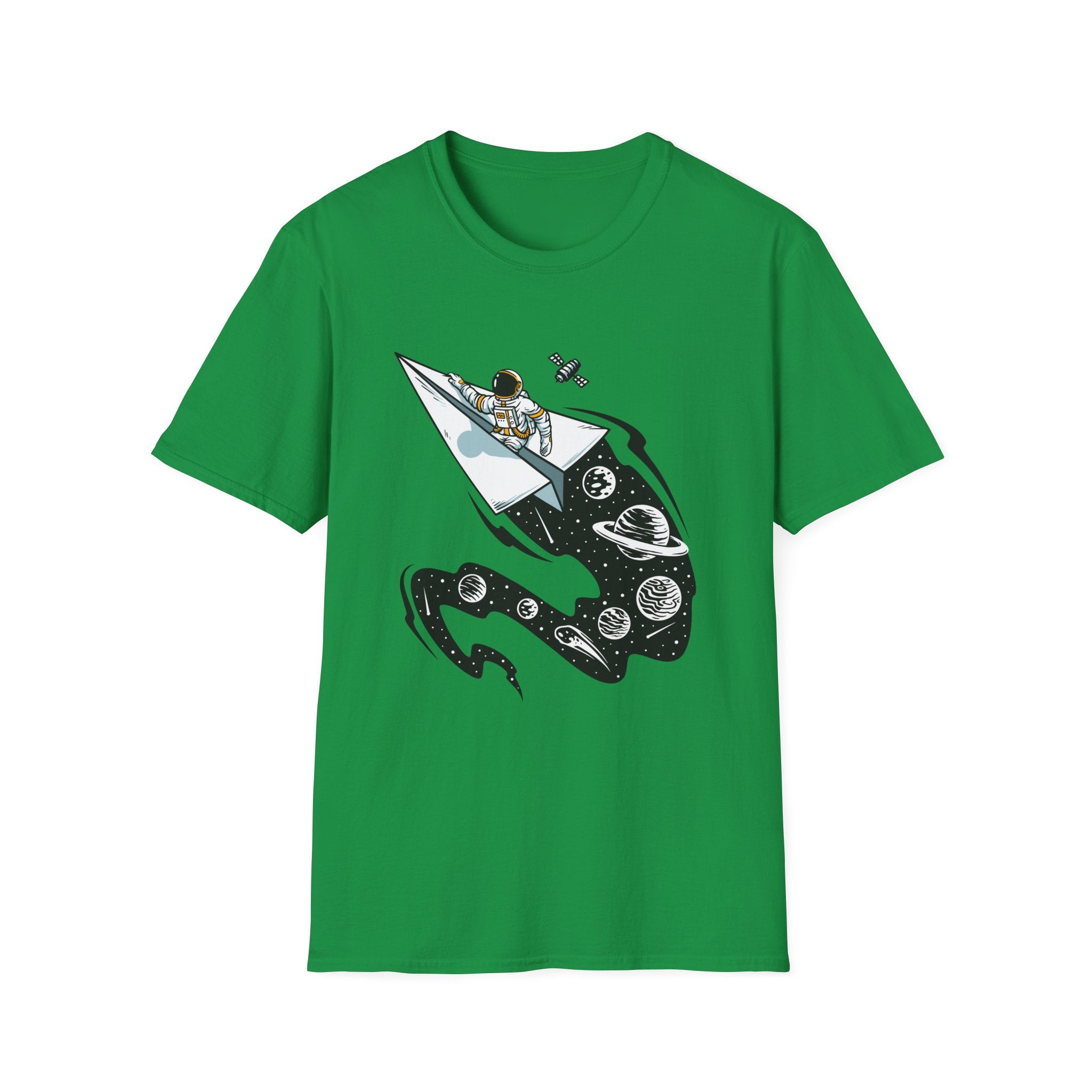 Astronauts Flying On Paper Ships - T Shirt