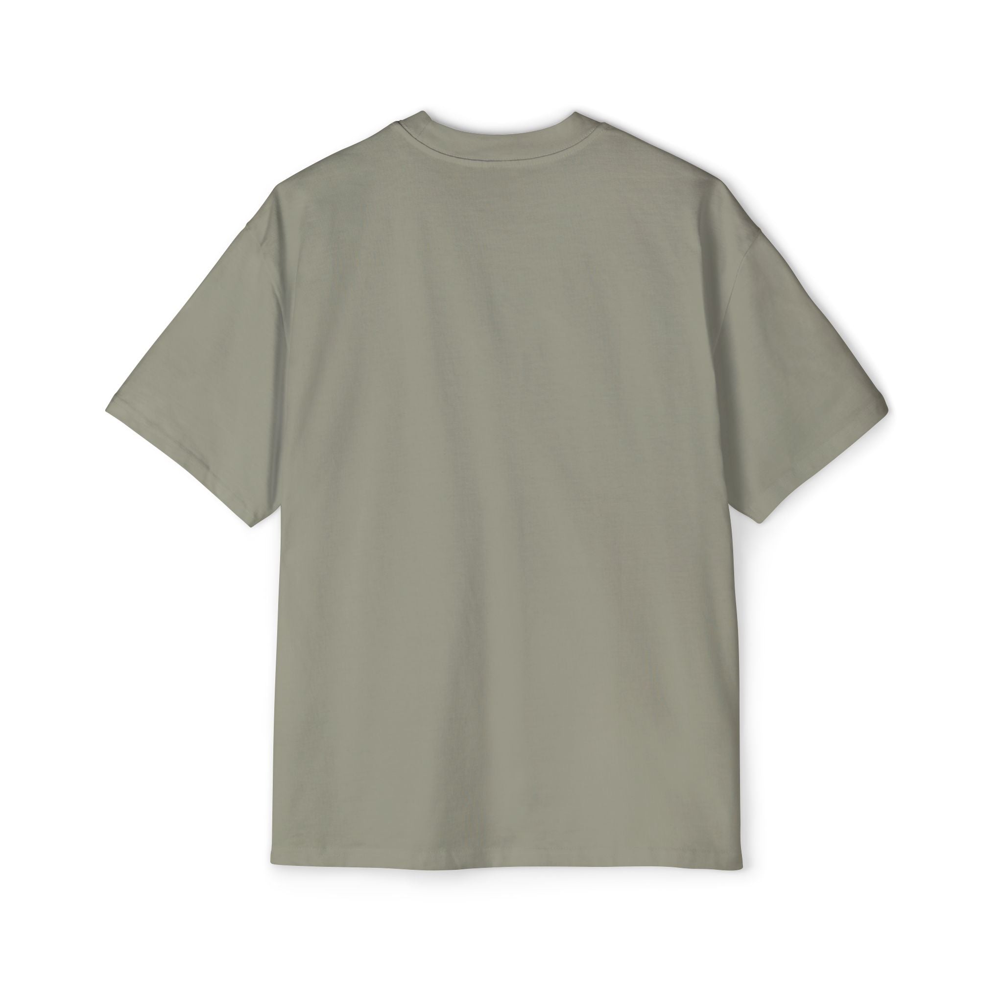 The Blockchain developer - Heavy Oversized Tee, a plain light gray short-sleeve t-shirt, is shown from the back and laid flat on a white surface.